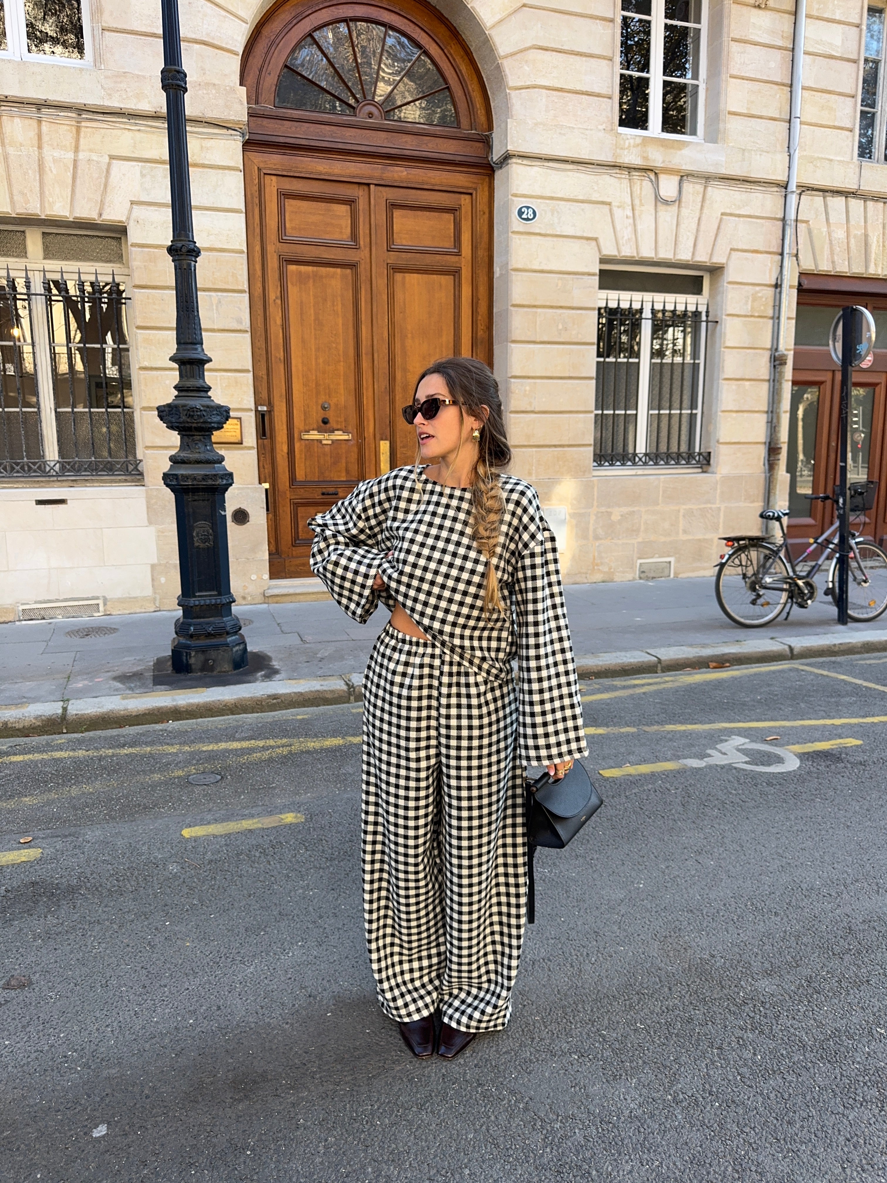 Pantalon laine vichy noir et blanc