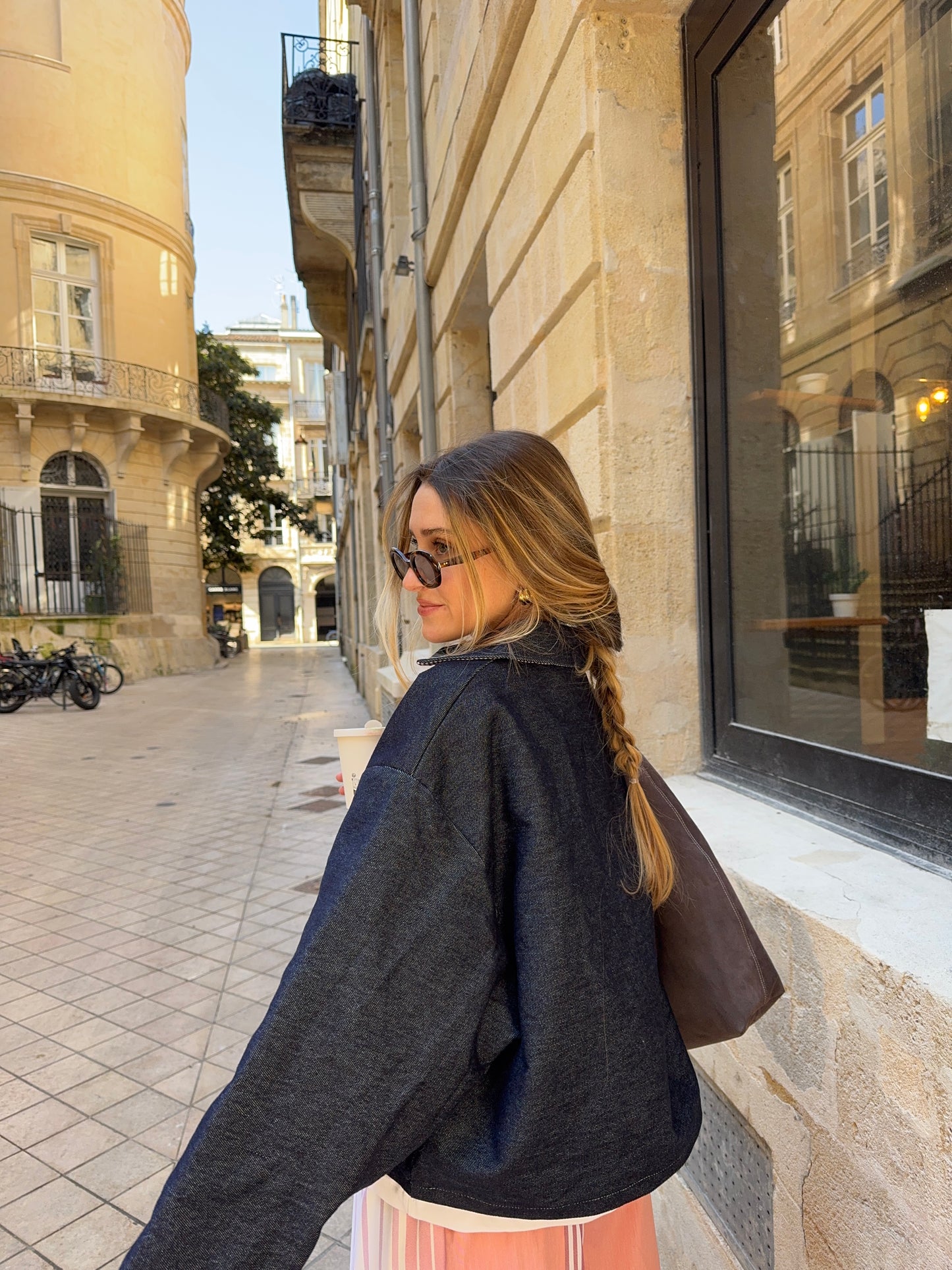 Veste denim poches plaquées