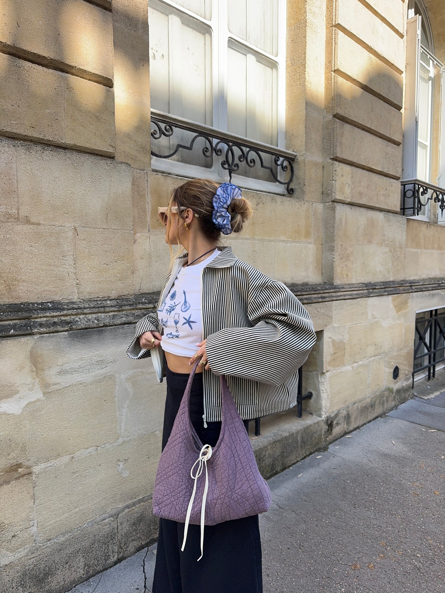 Sac upcyclé matelassé violet