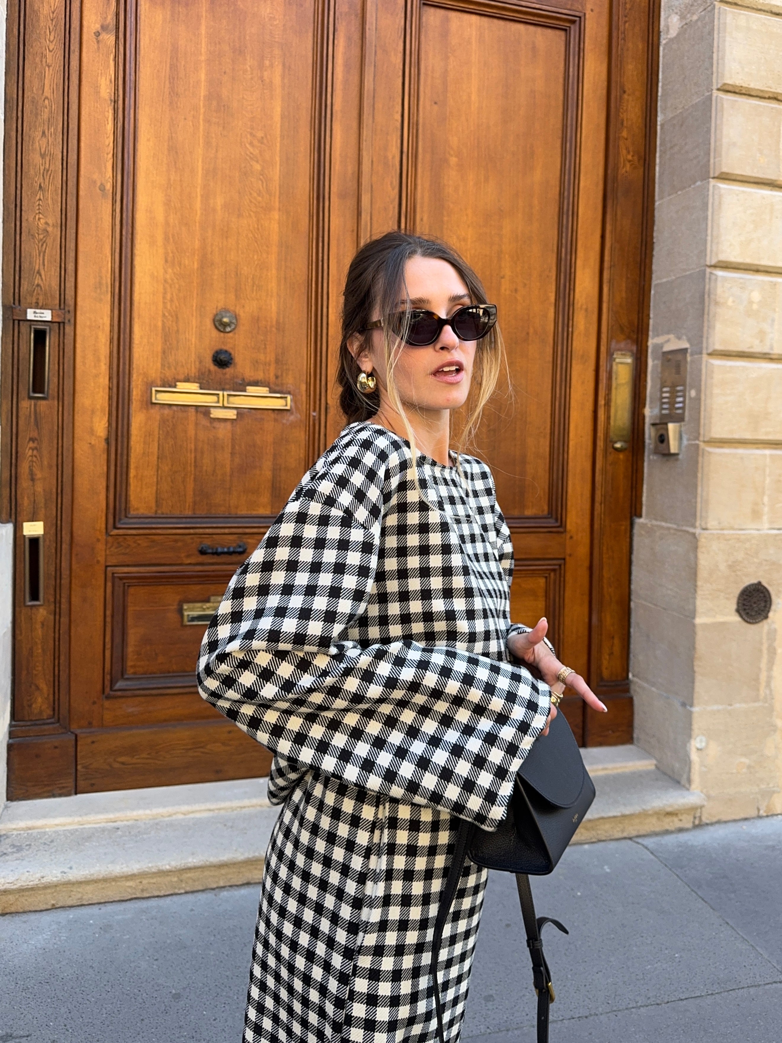 Pull fin laine vichy noir et blanc