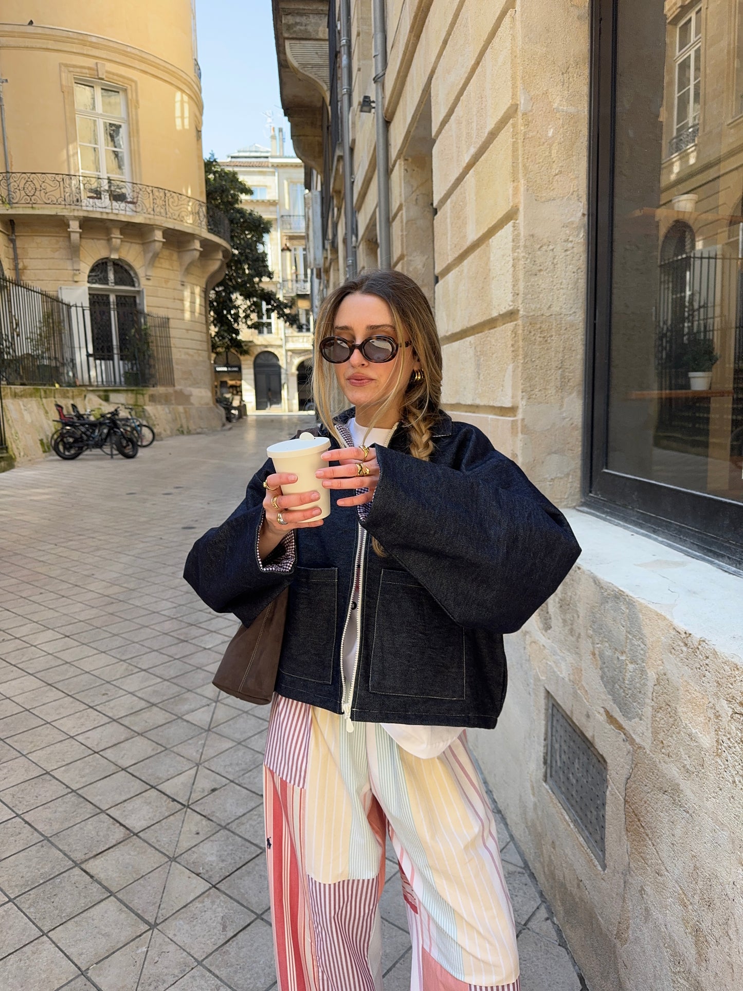 Veste denim poches plaquées