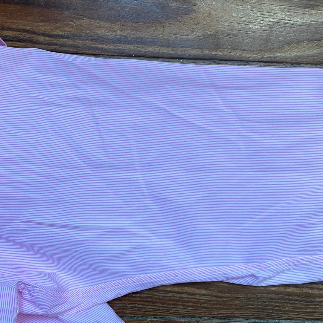 Ensemble upcyclé à fines rayures roses