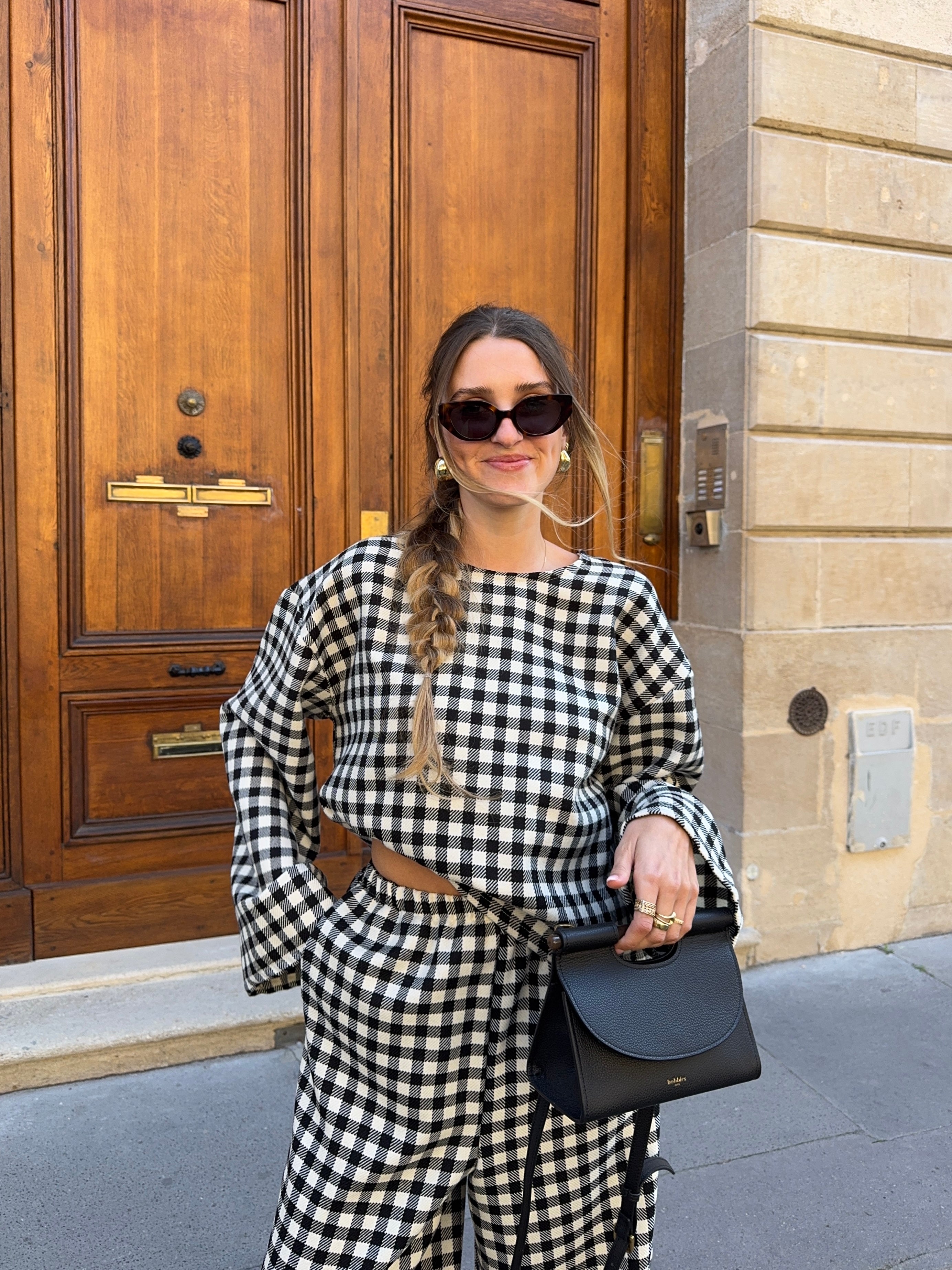 Pull fin laine vichy noir et blanc