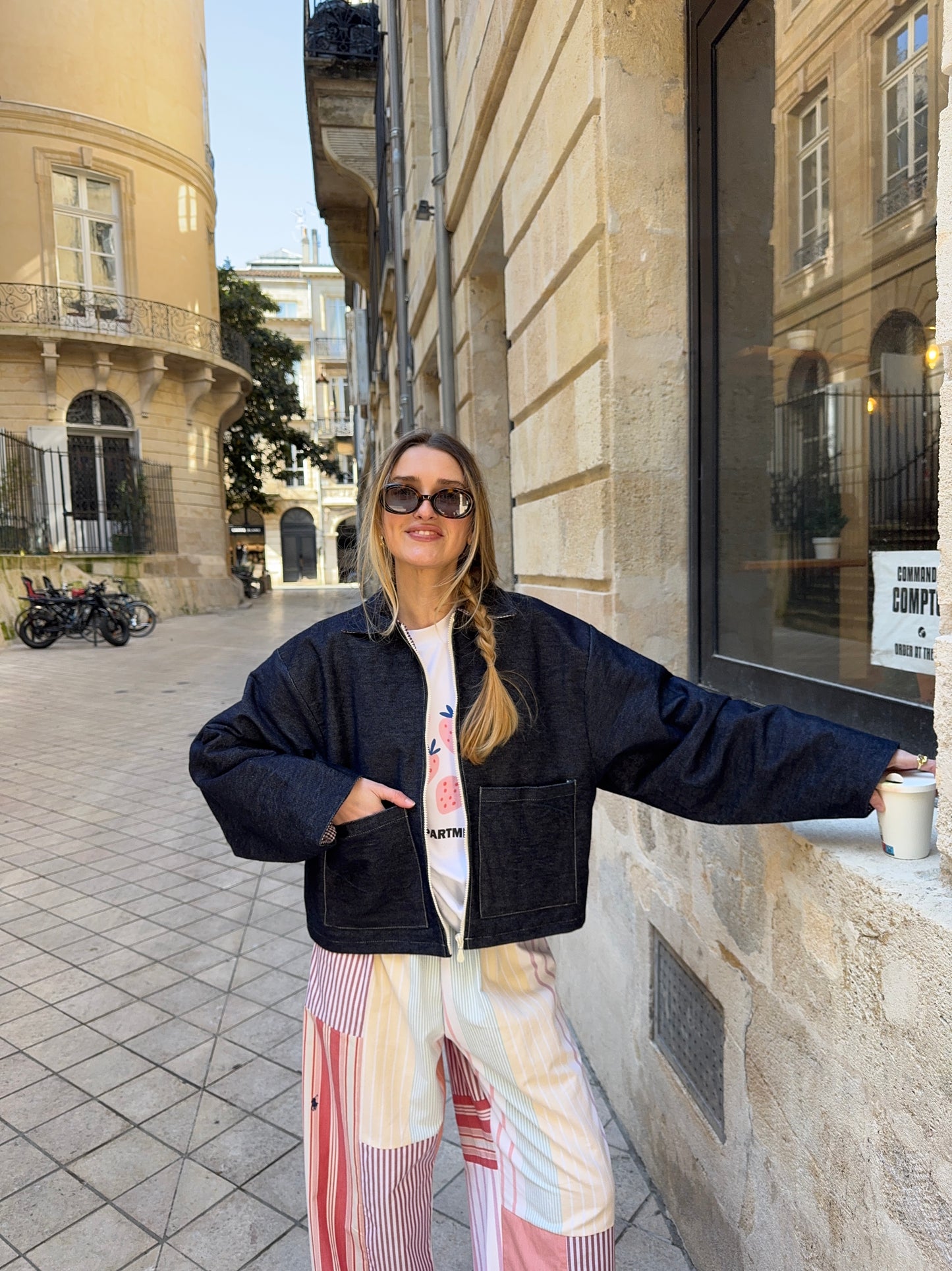 Veste denim poches plaquées