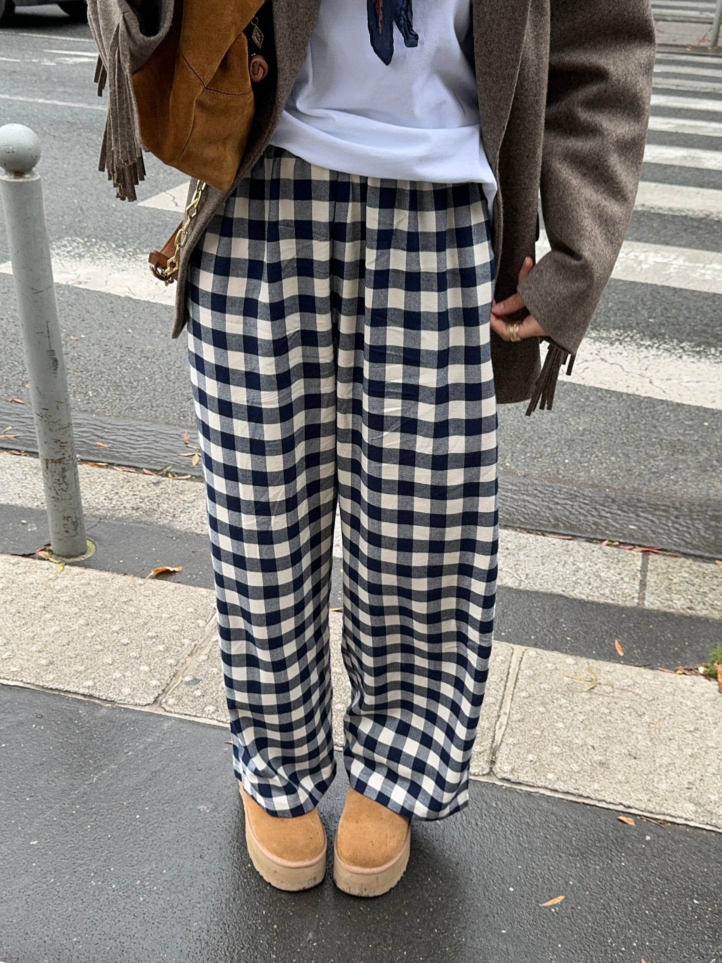 Pantalon vichy bleu