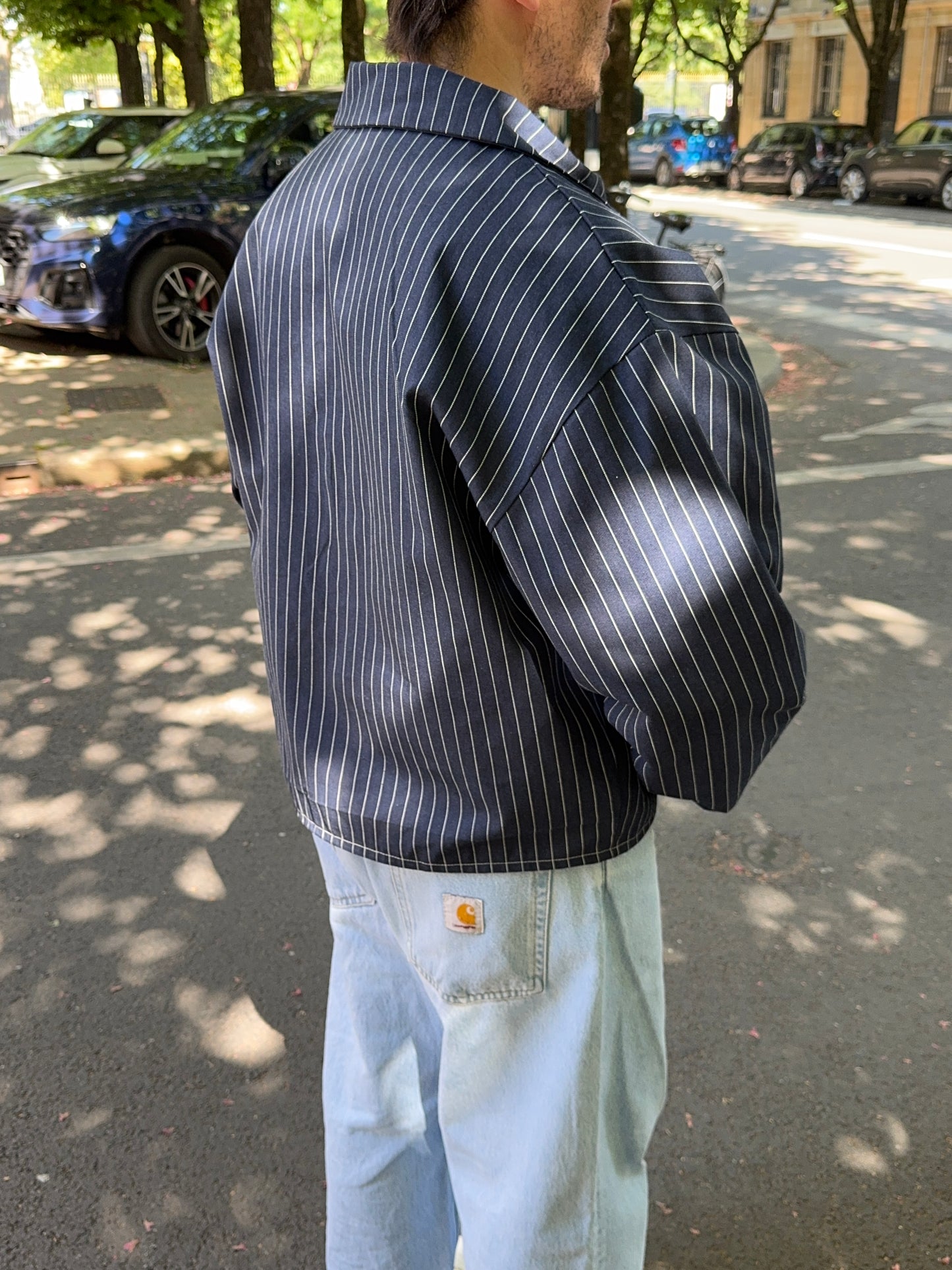 Veste mixte marine à rayures