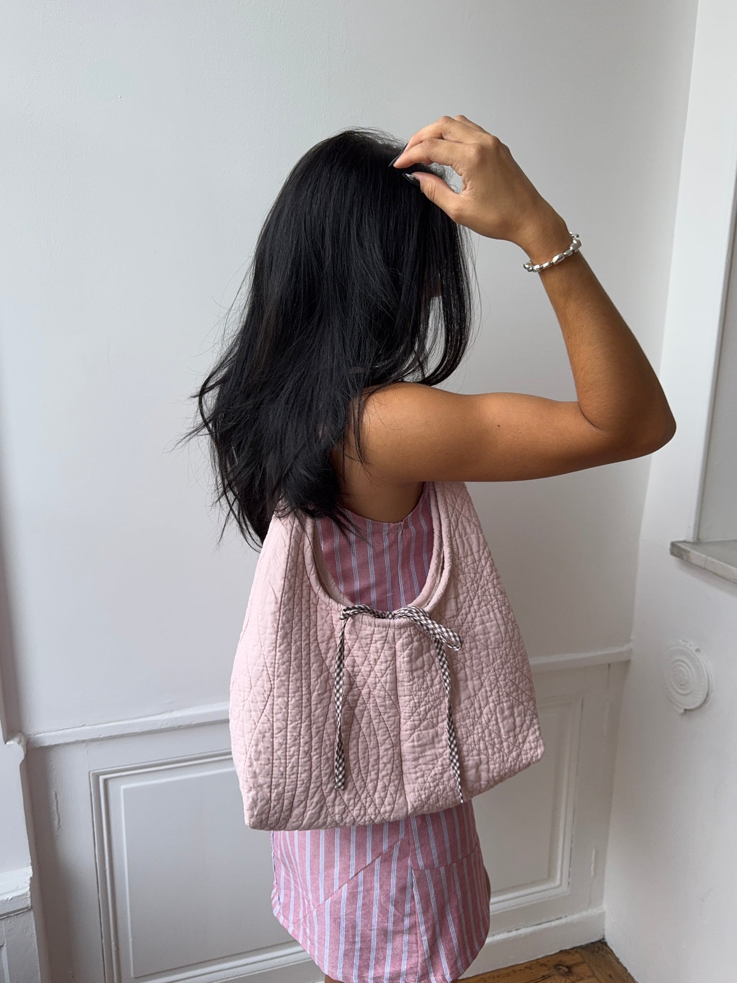 Sac upcyclé matelassé rose