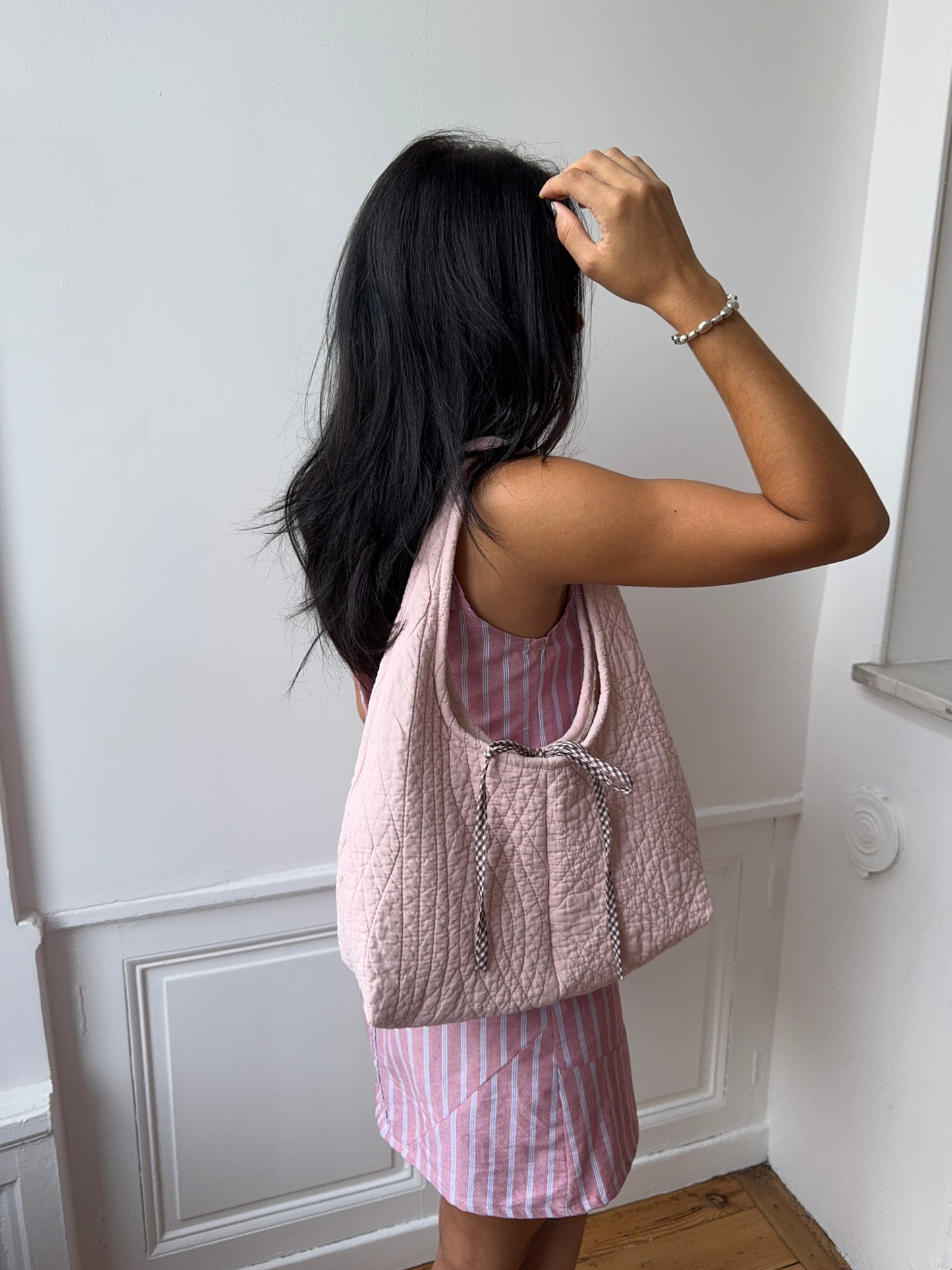 Sac upcyclé matelassé rose