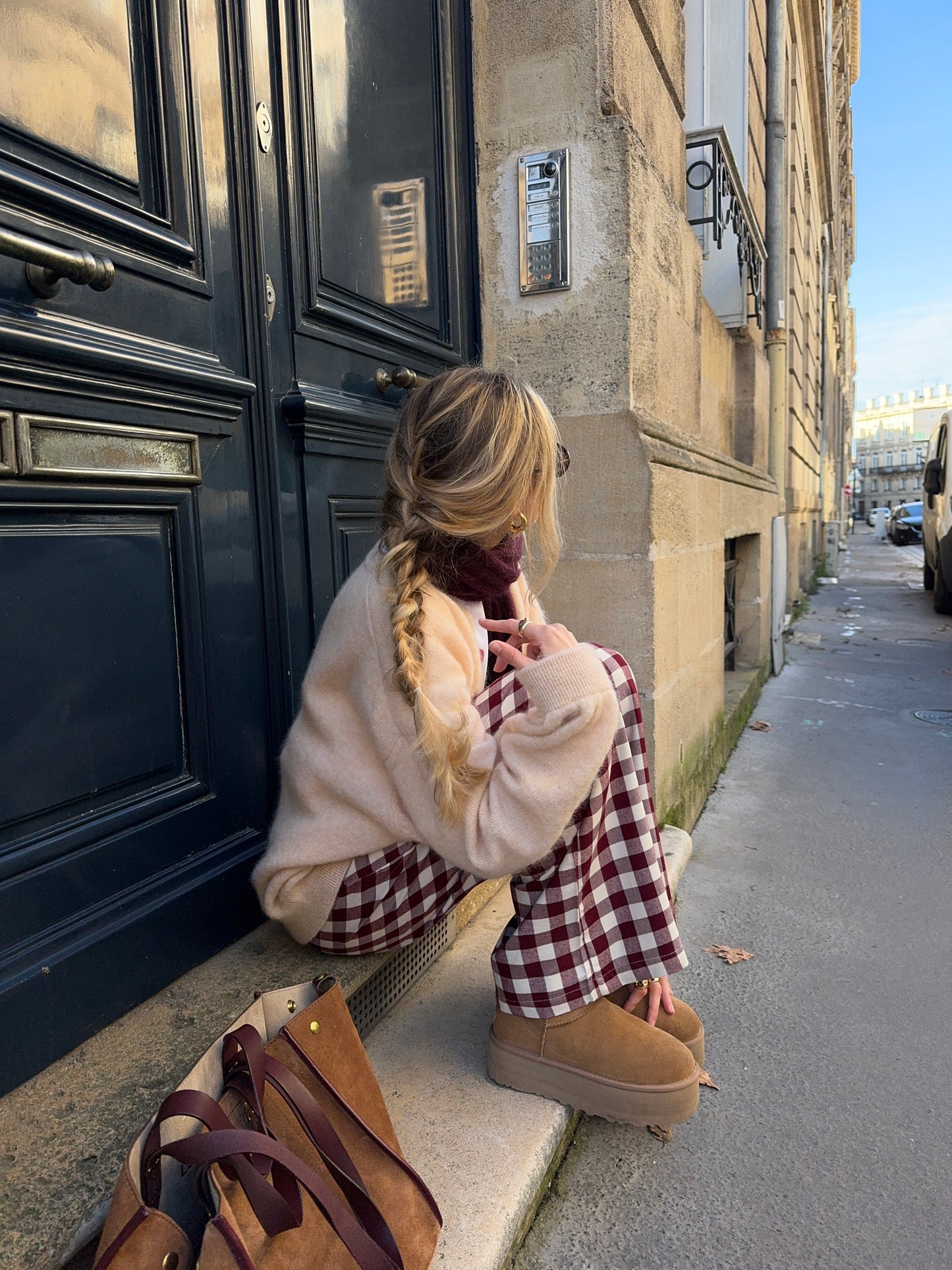 Pantalon vichy bordeaux