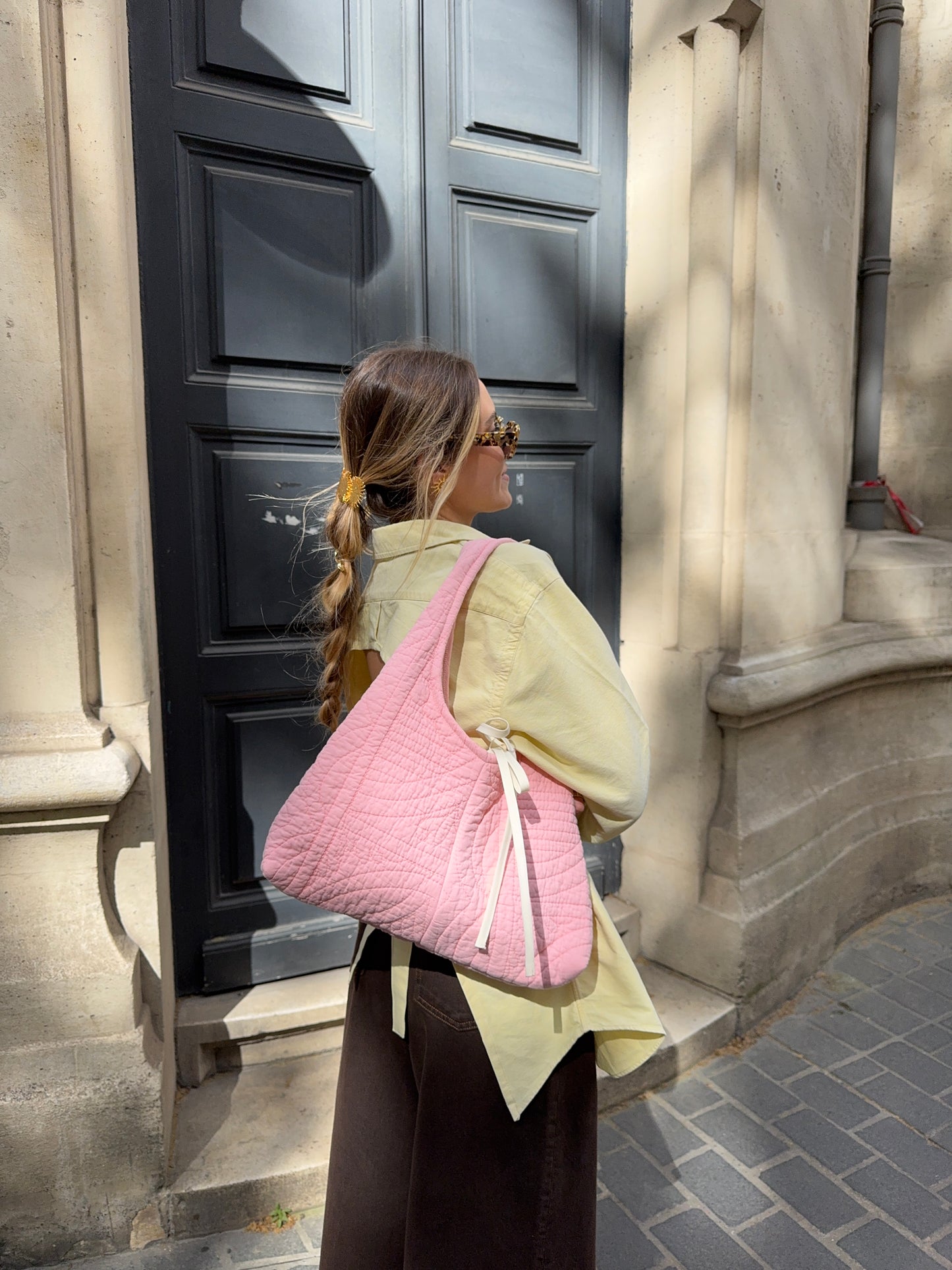 Sac upcyclé matelassé rose