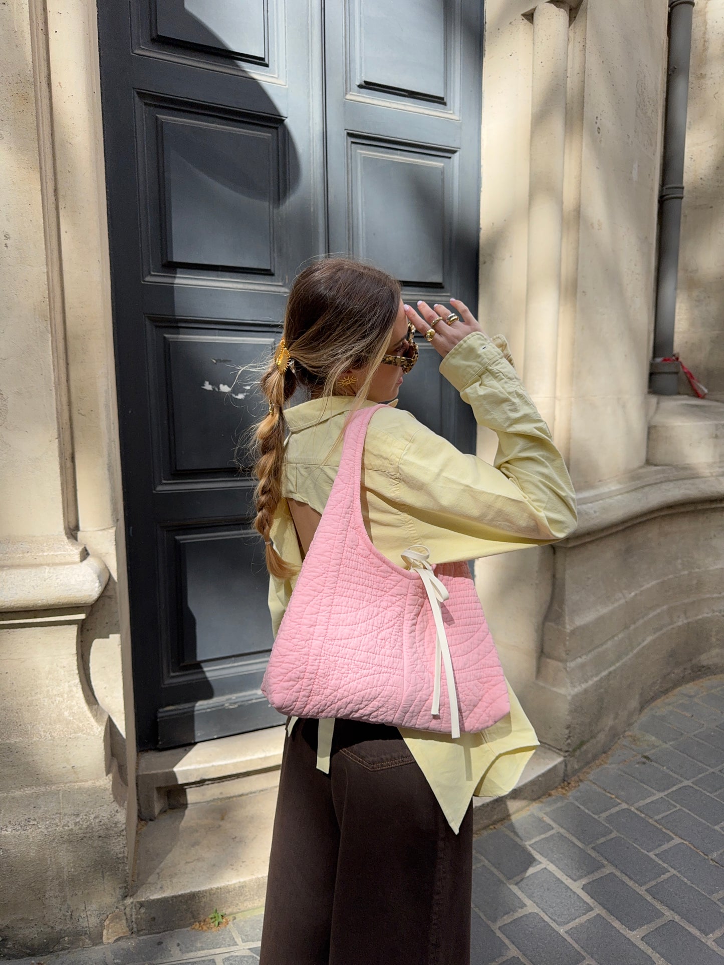 Sac upcyclé matelassé rose