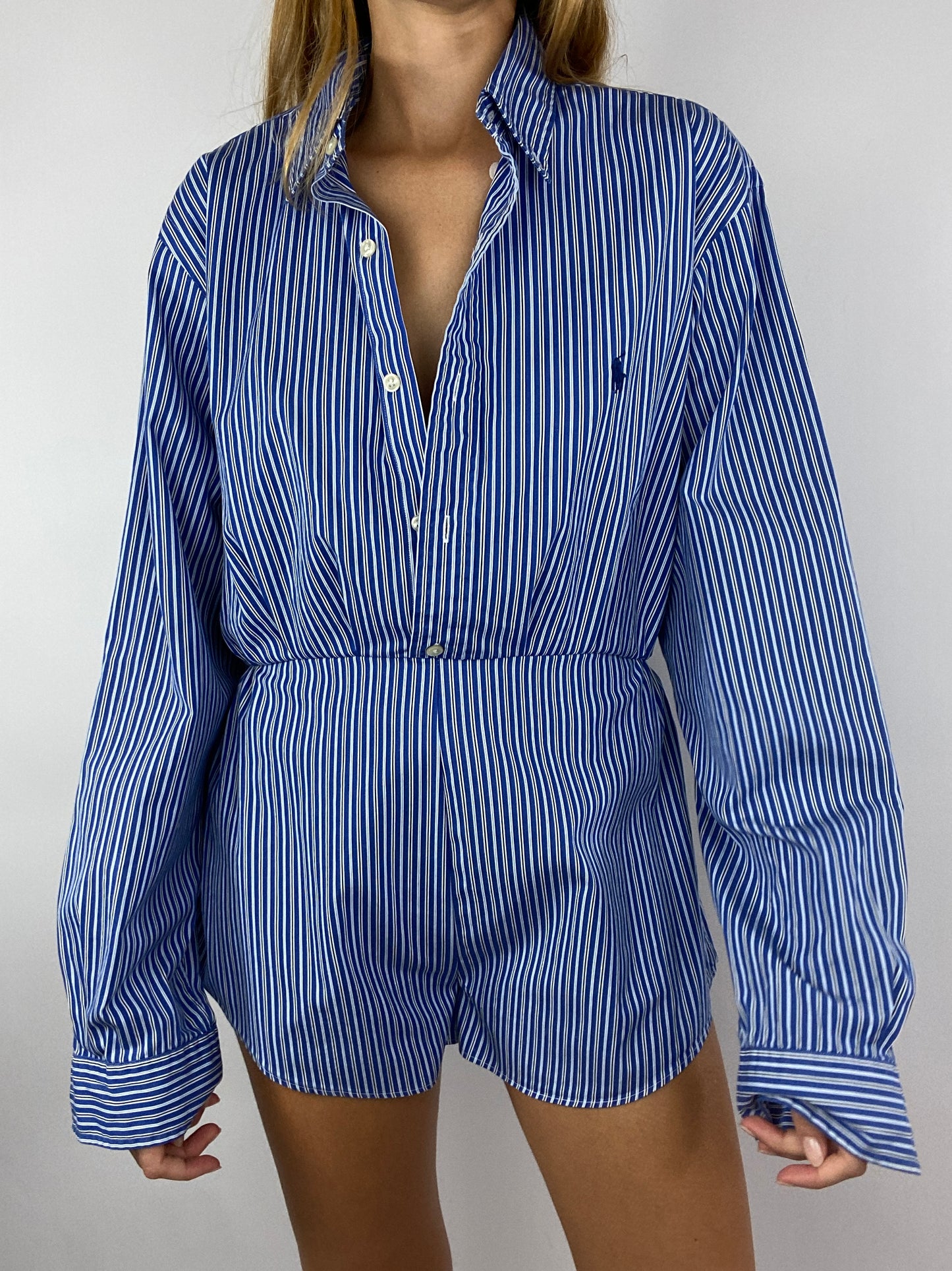 Combinaison upcyclée bleue à rayures