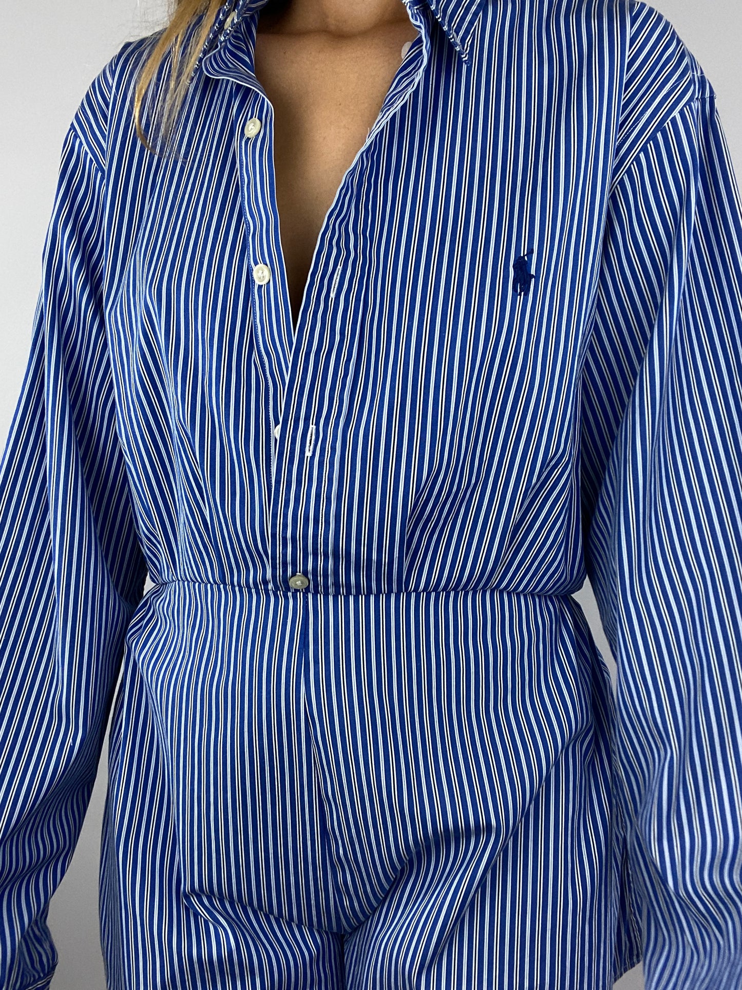 Combinaison upcyclée bleue à rayures