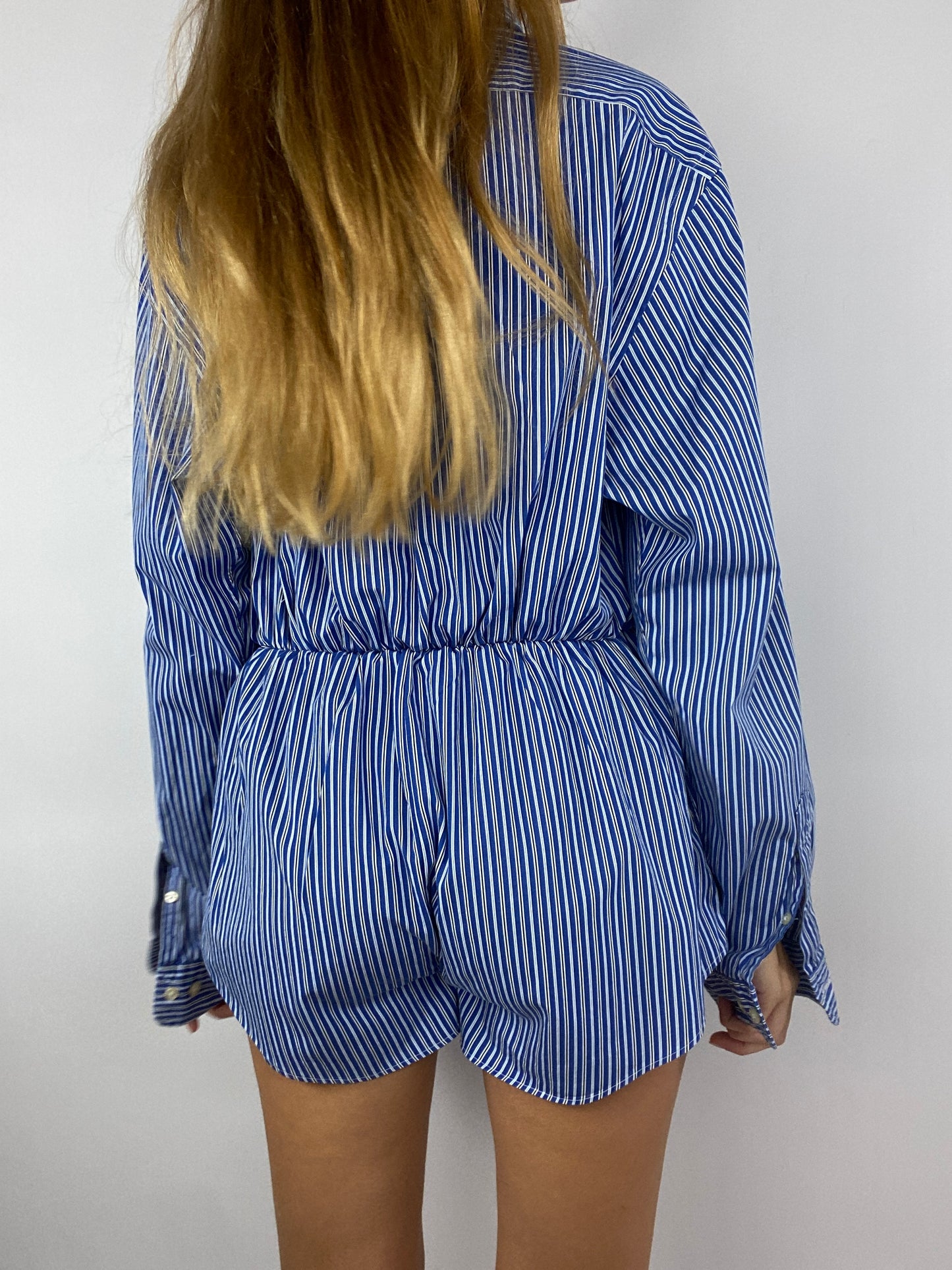Combinaison upcyclée bleue à rayures