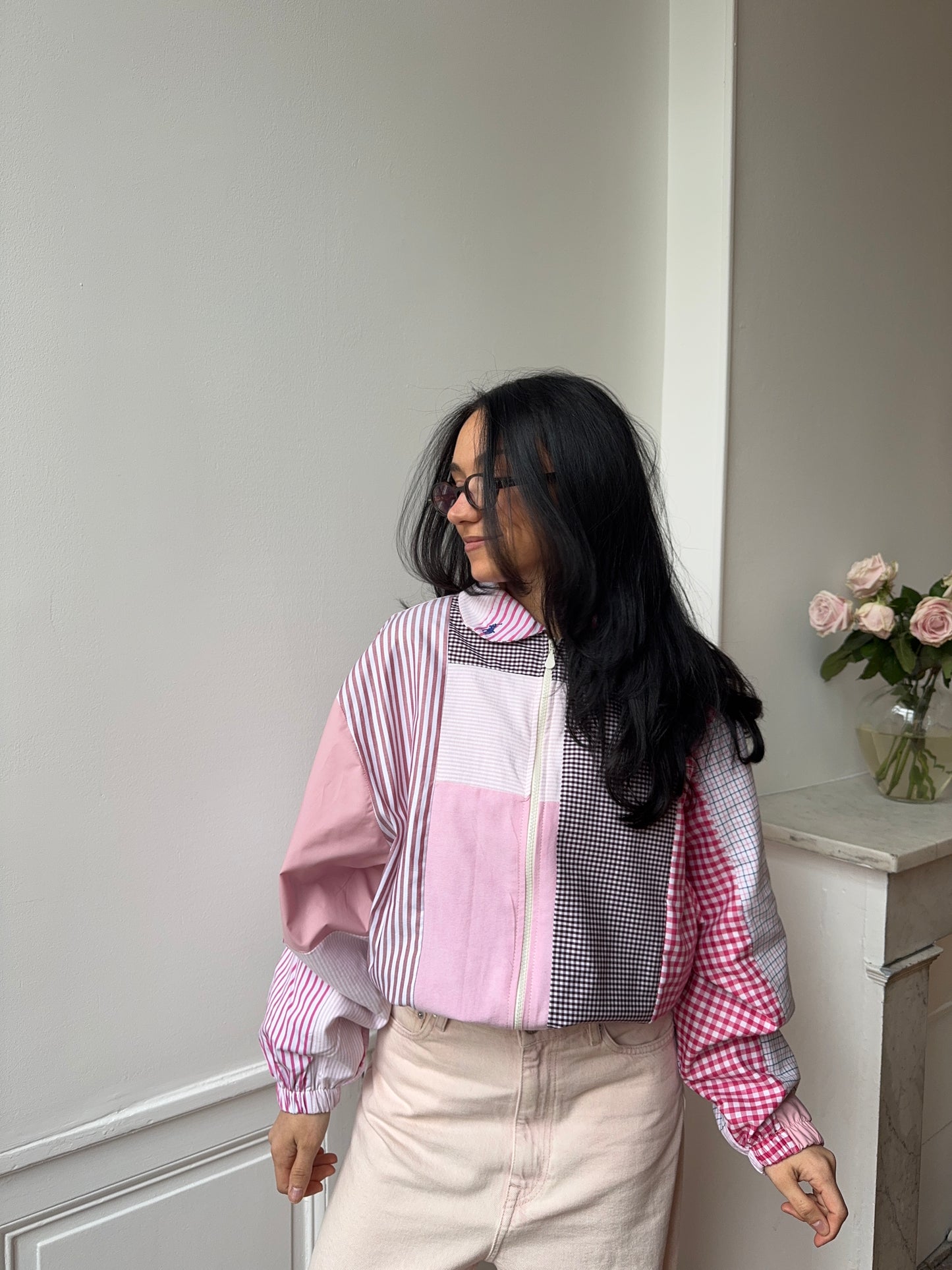 Bomber upcyclé patchwork