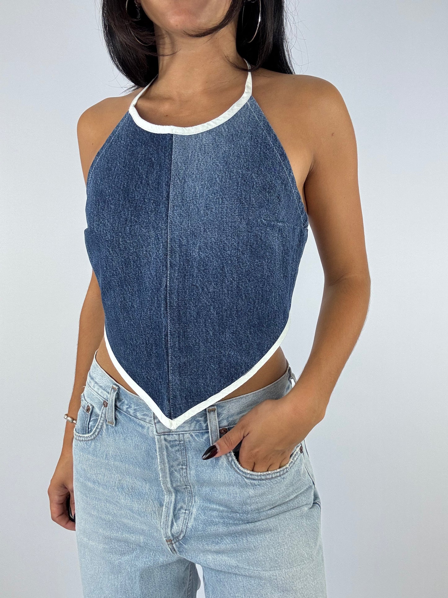 Top upcyclé denim