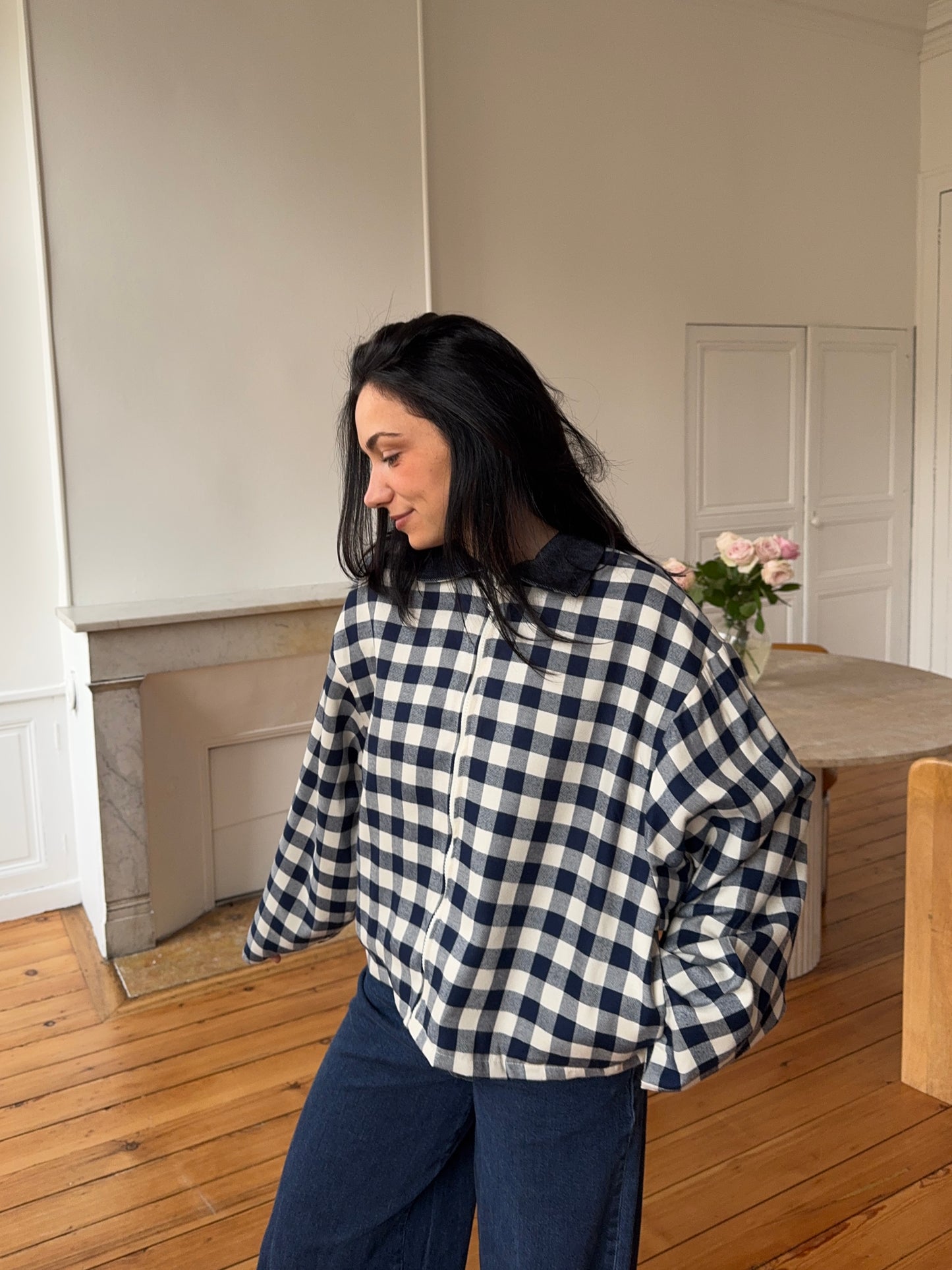 Veste vichy bleu