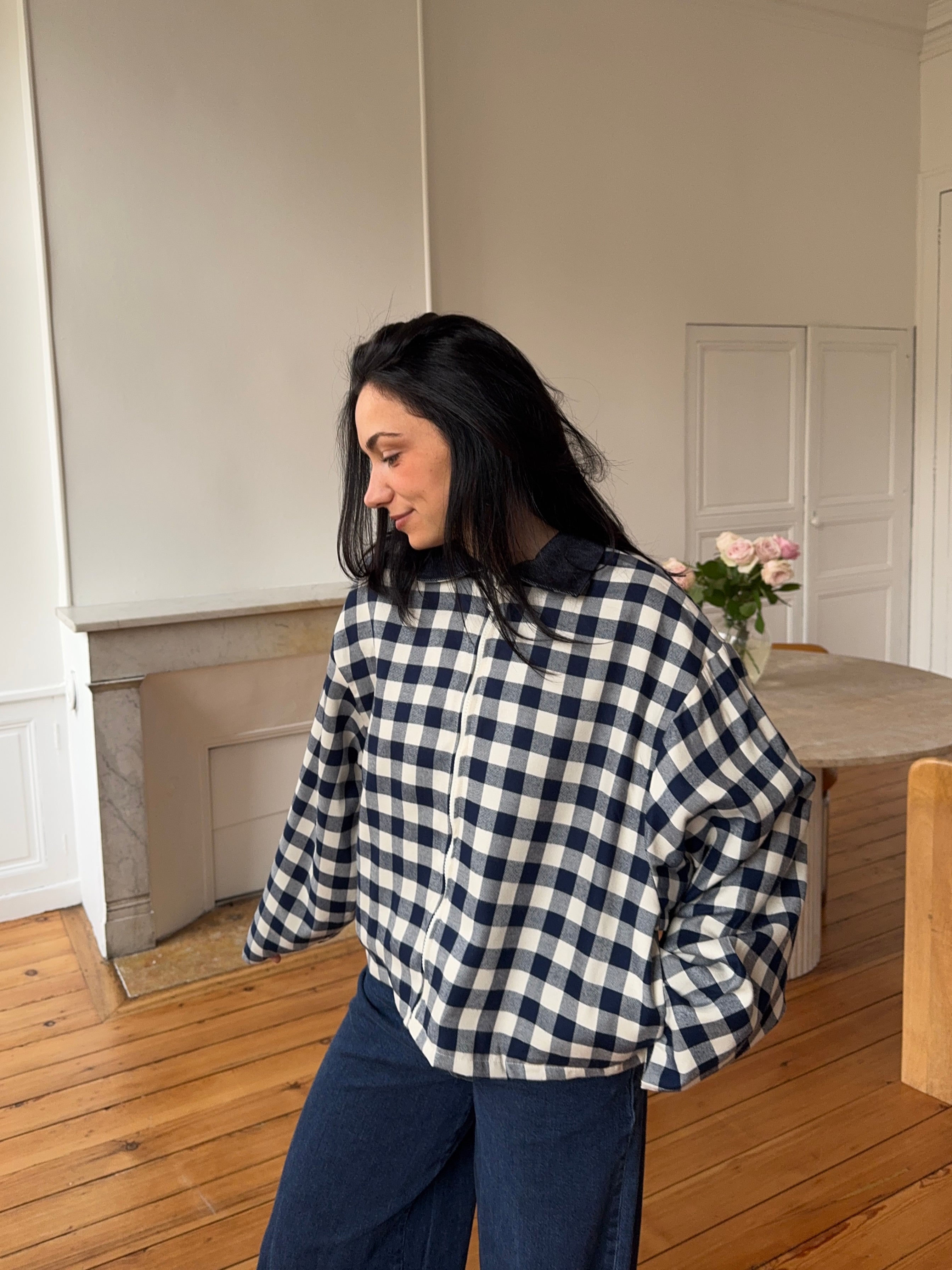 Veste vichy bleu