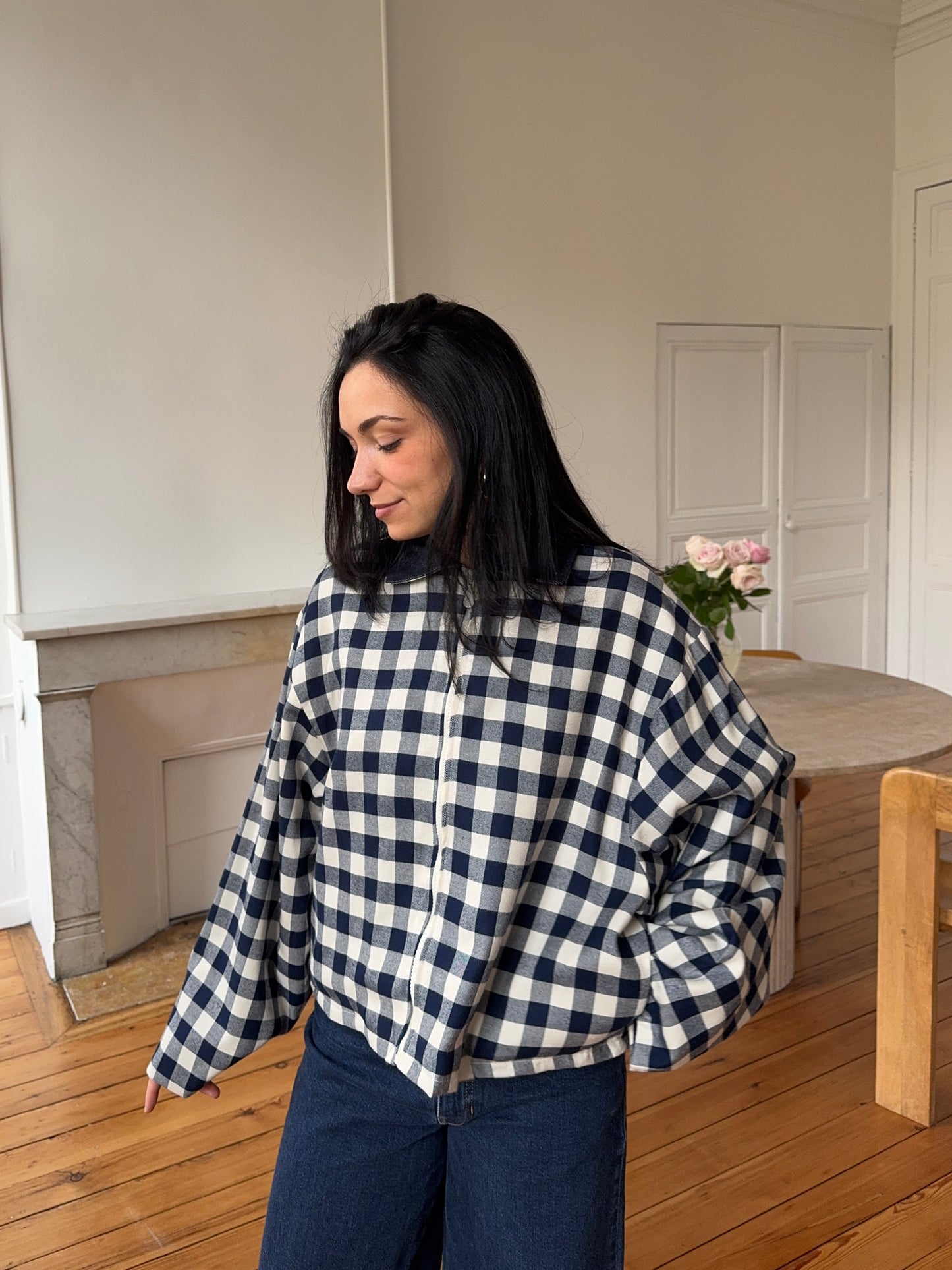 Veste vichy bleu