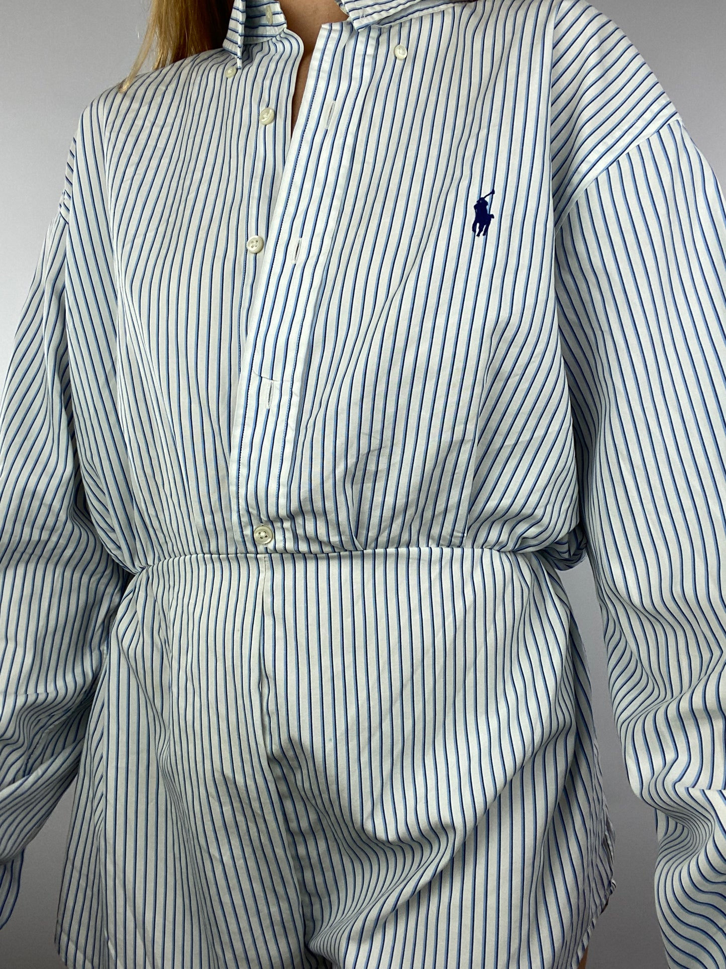 Combinaison upcyclée blanche à rayures