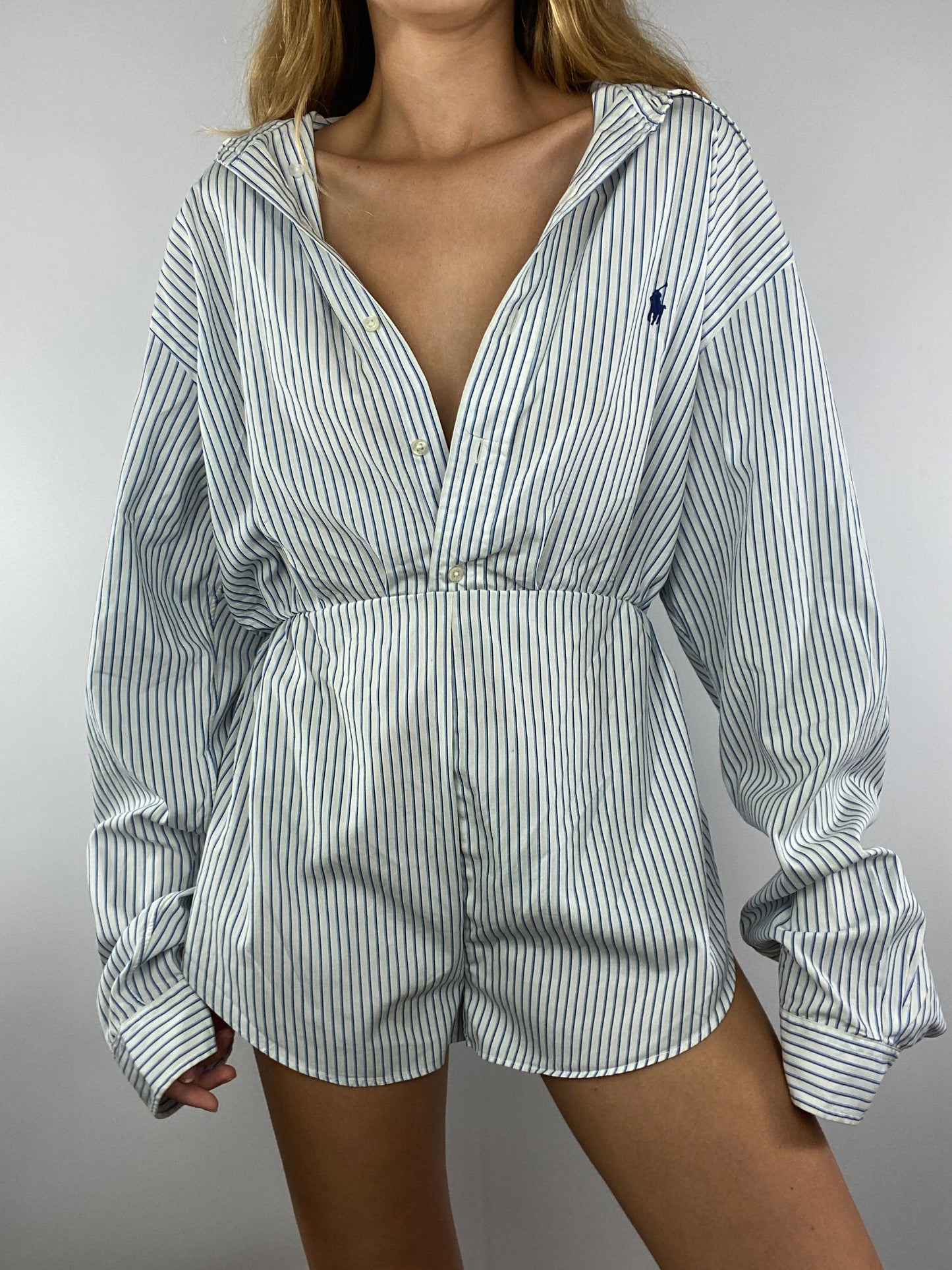 Combinaison upcyclée blanche à rayures
