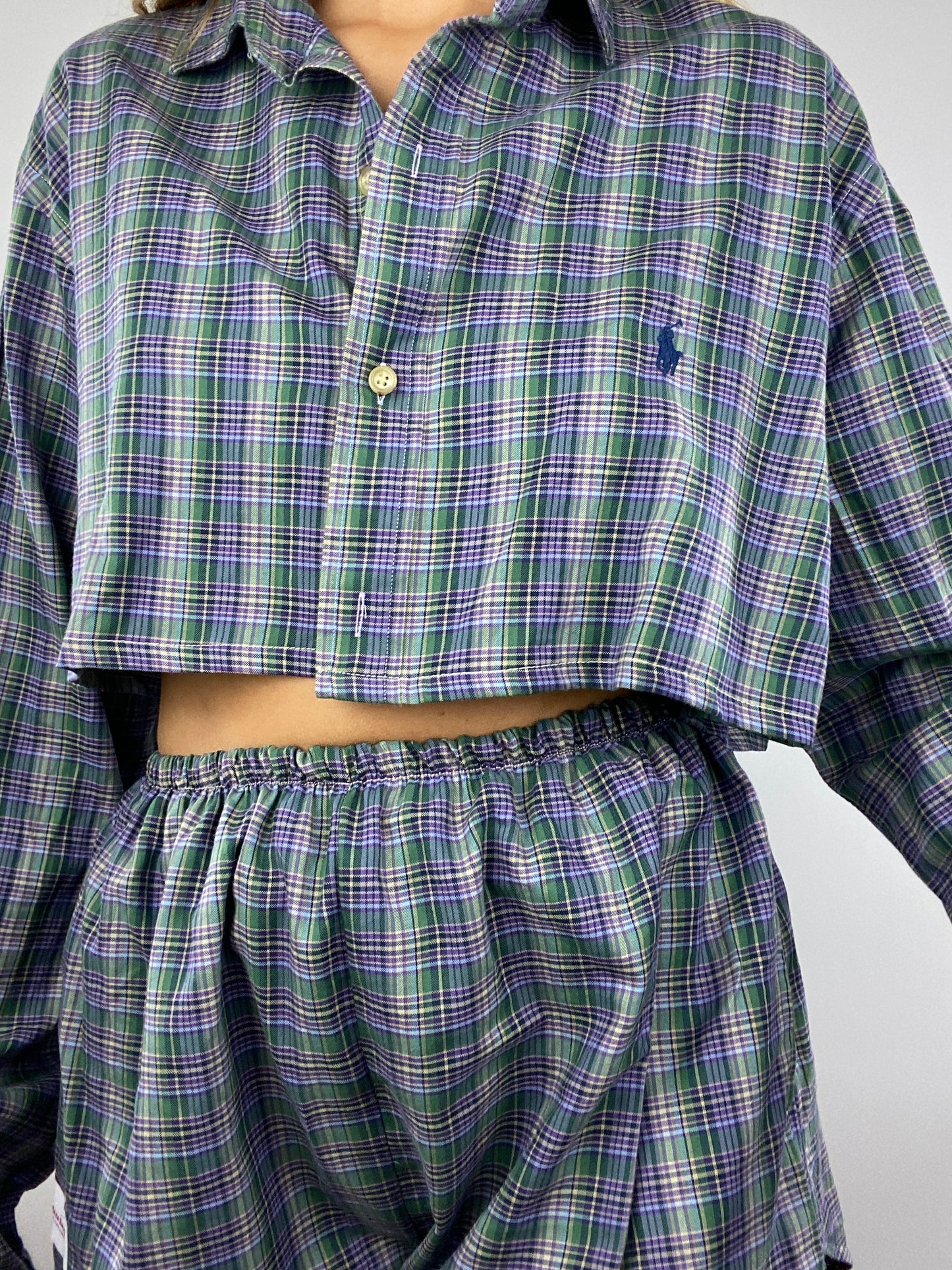 Ensemble upcyclé à carreaux