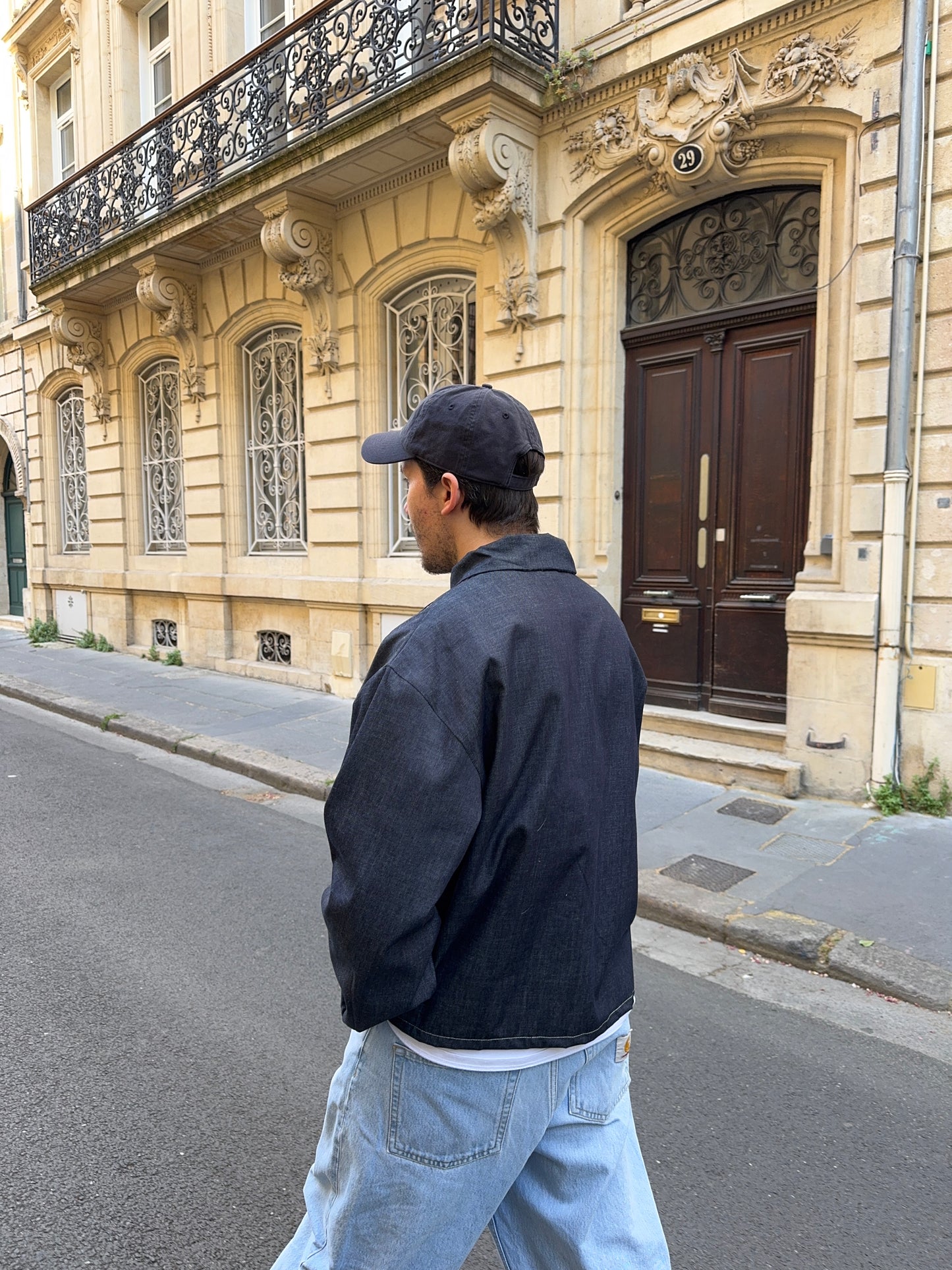 Veste mixte fine denim poches plaquées
