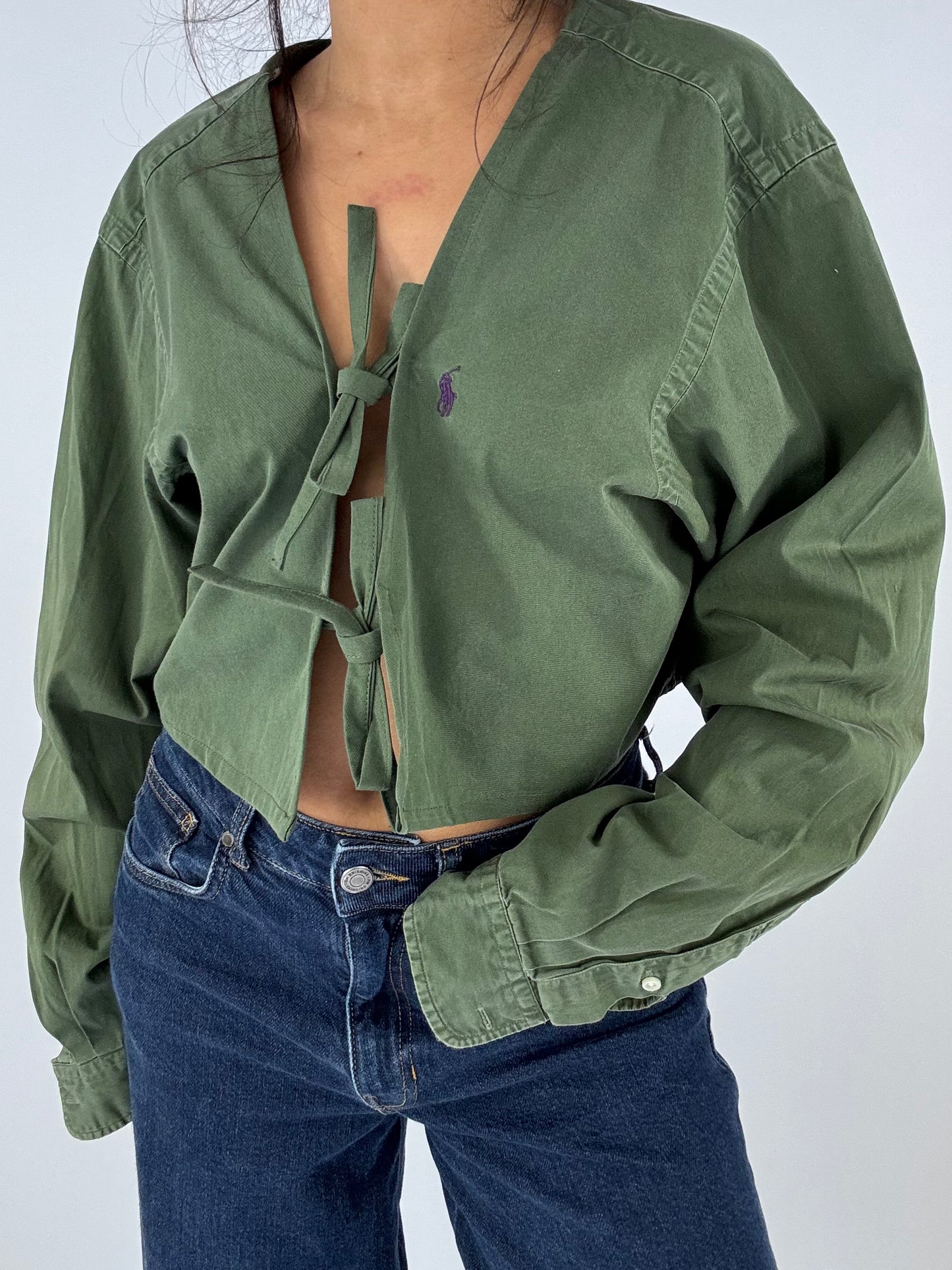 Chemise upcyclée vert kaki