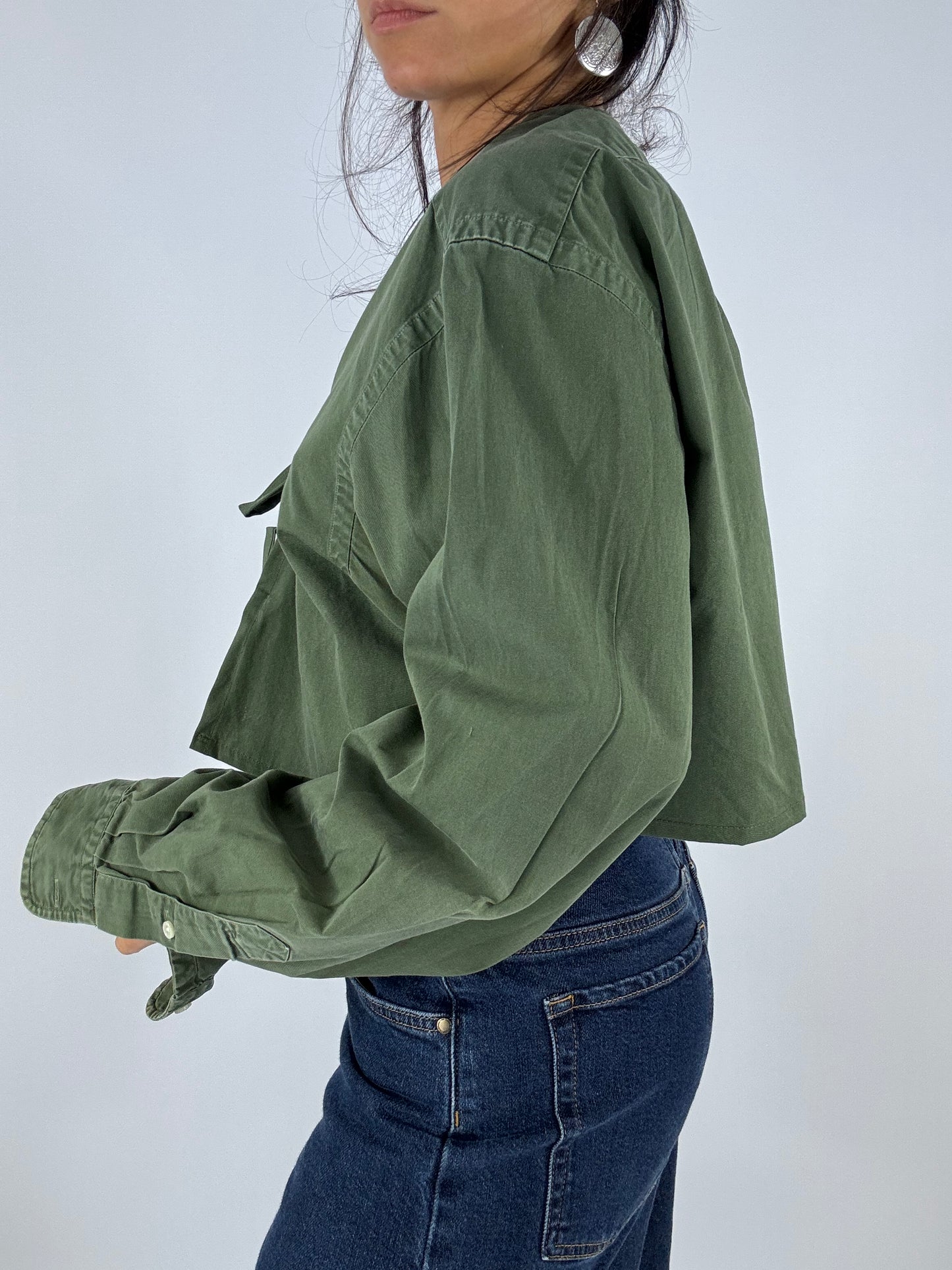 Chemise upcyclée vert kaki