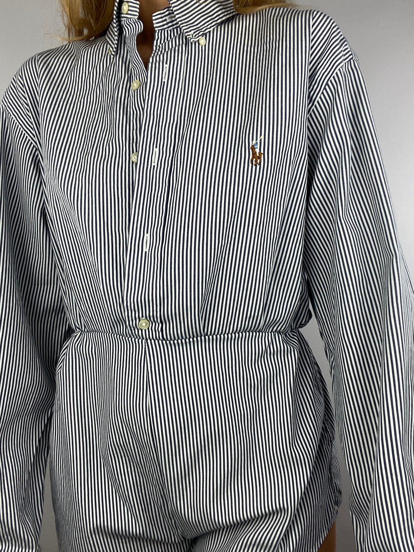 Combinaison upcyclée blanche à rayures noires