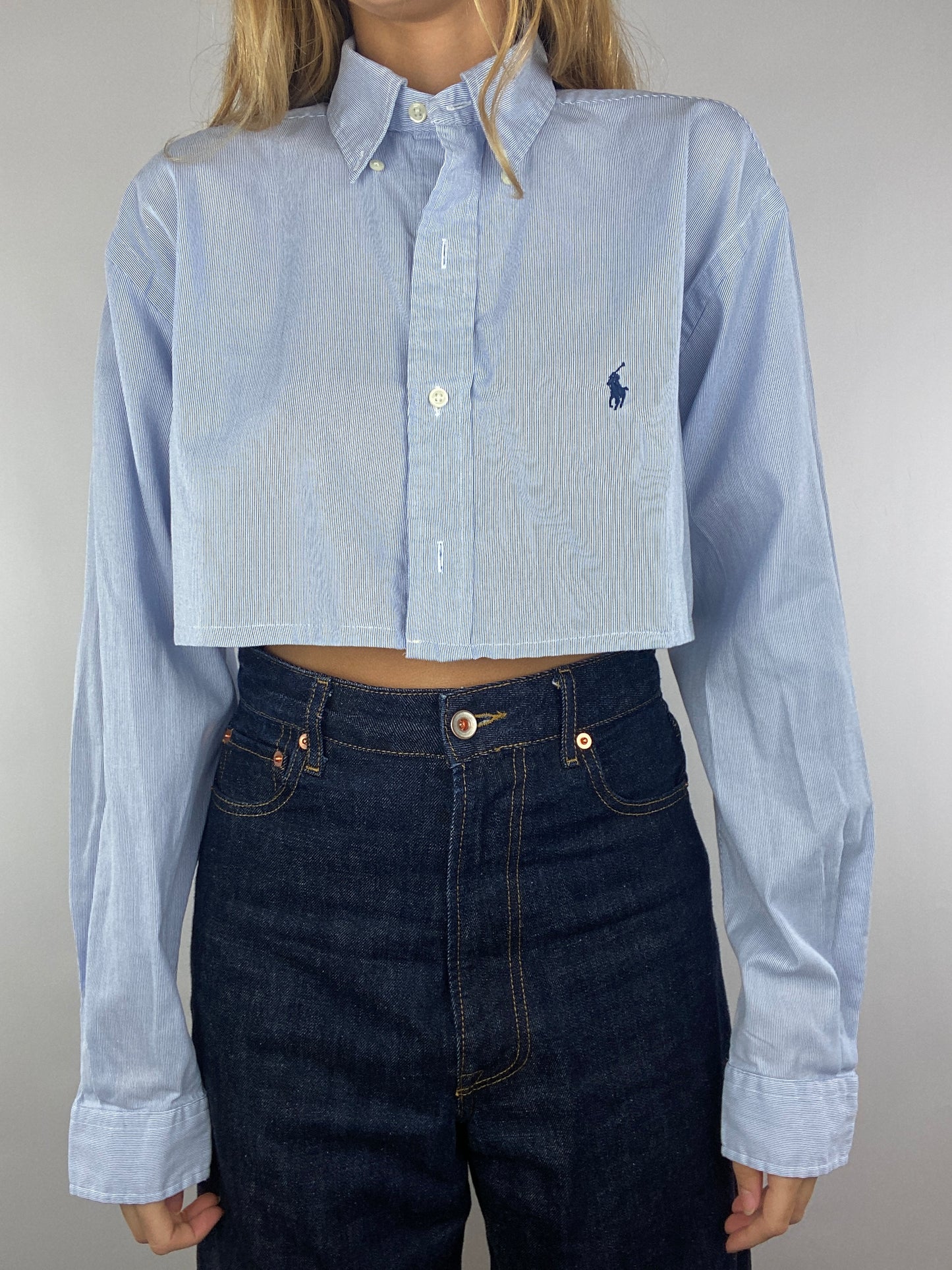 Chemise upcyclée à fines rayures