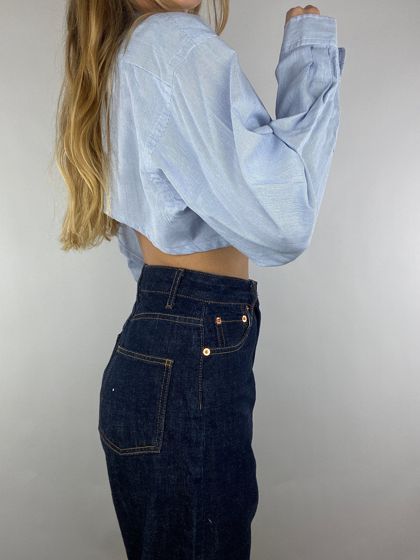 Chemise upcyclée à fines rayures