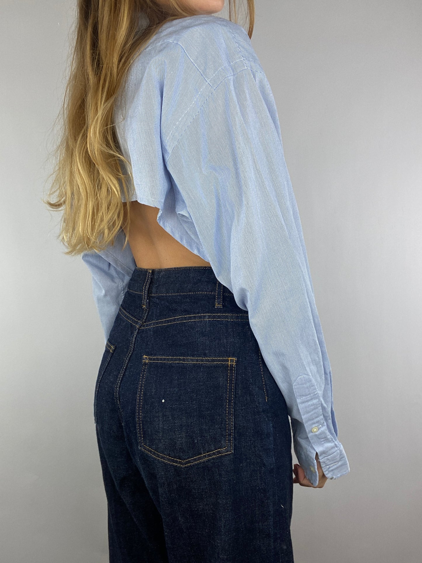 Chemise upcyclée à fines rayures