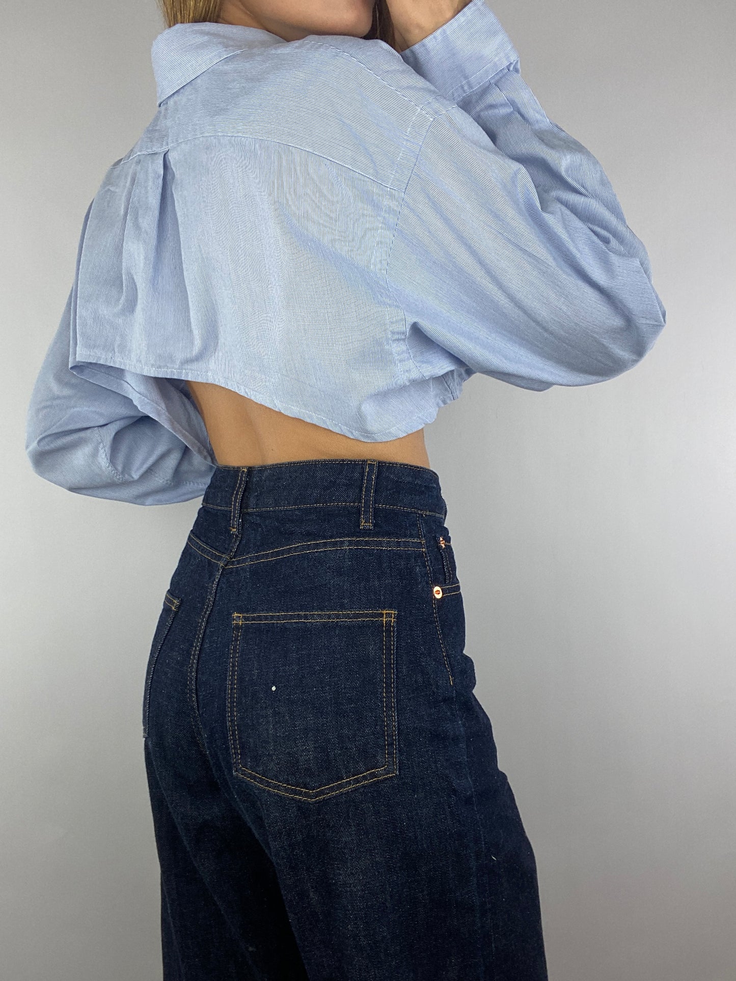 Chemise upcyclée à fines rayures