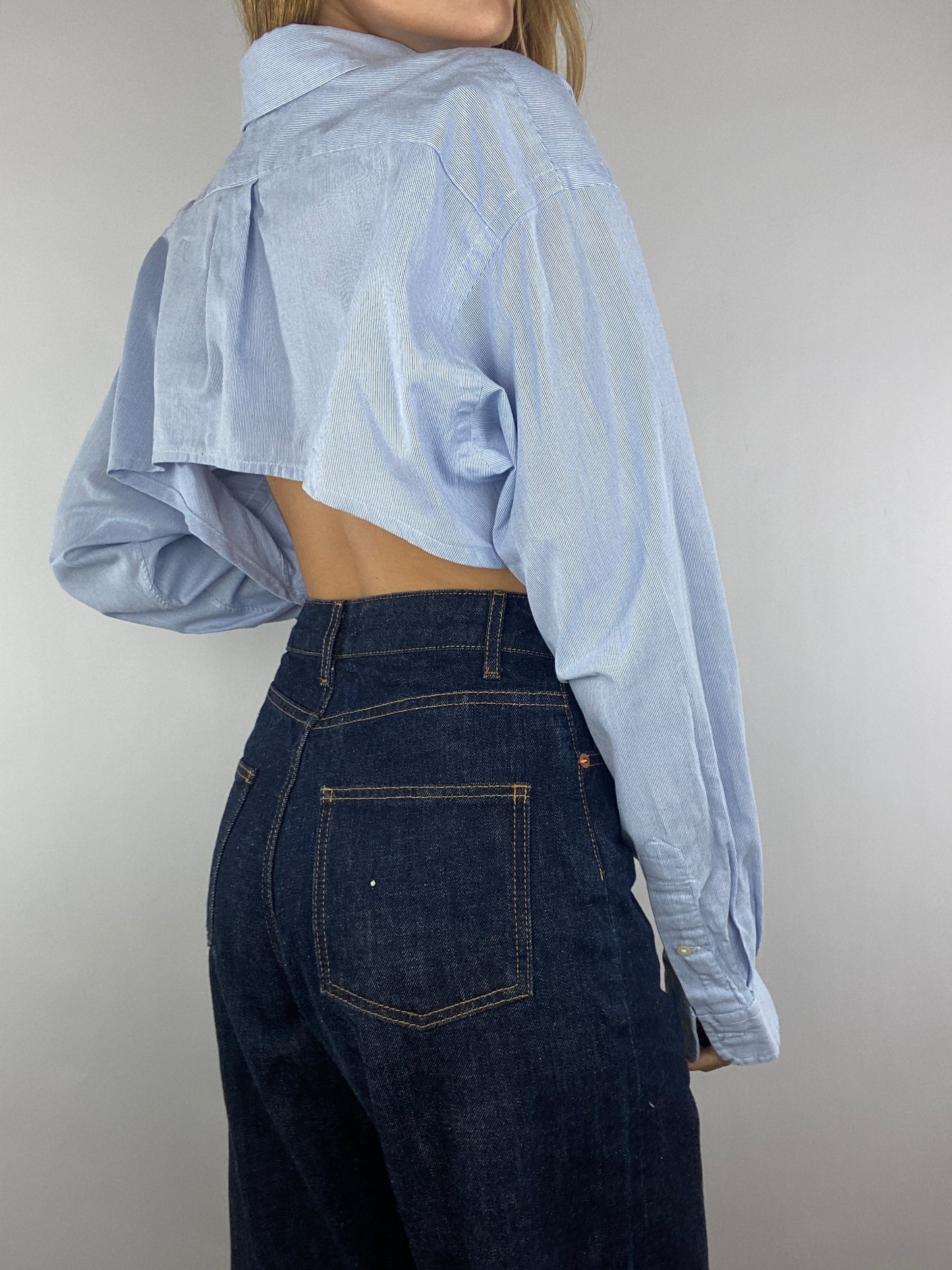 Chemise upcyclée à fines rayures