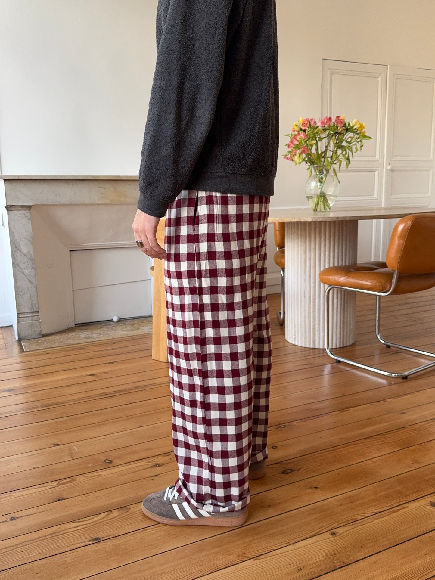 Pantalon homme vichy bordeaux