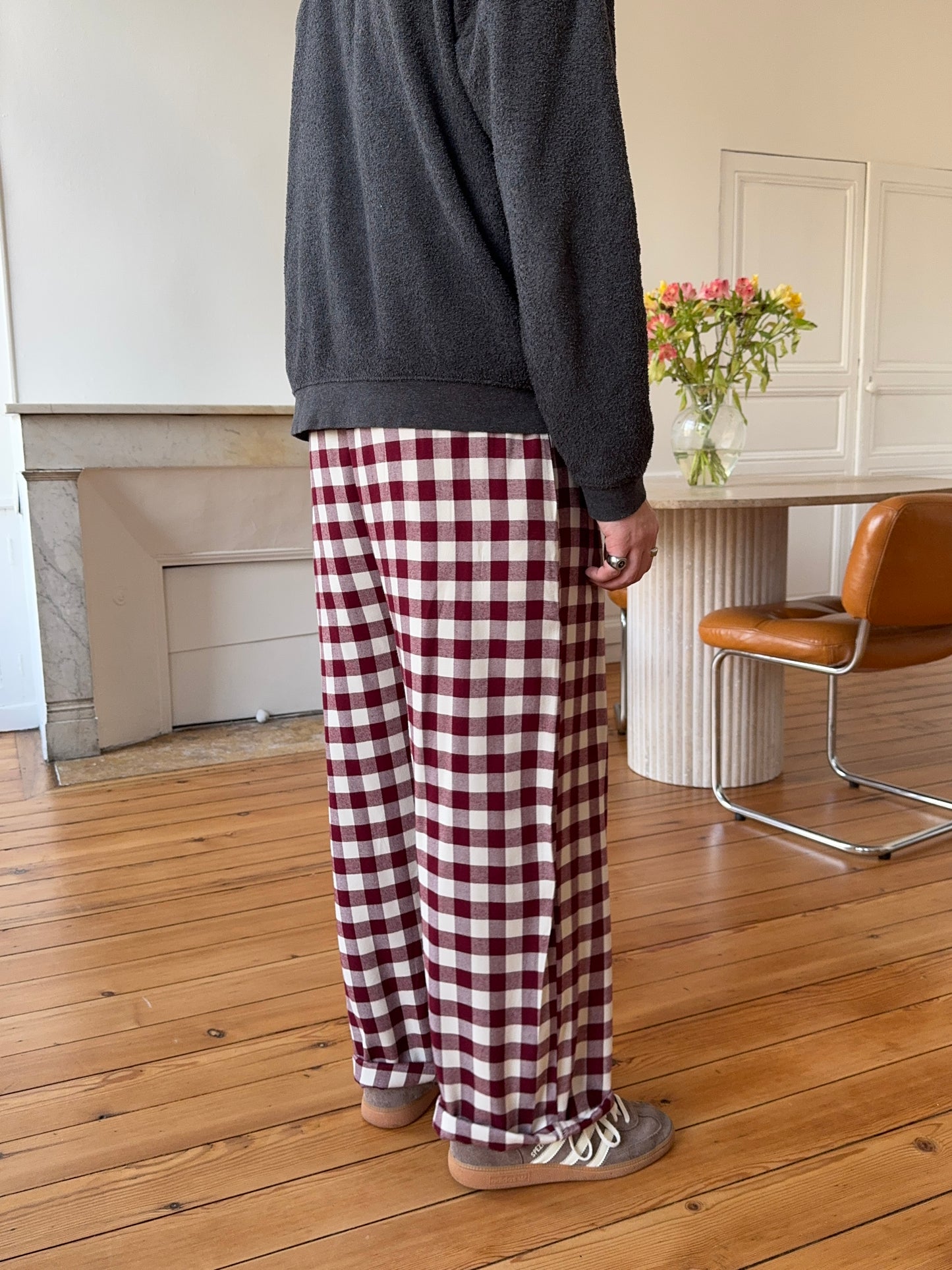 Pantalon homme vichy bordeaux