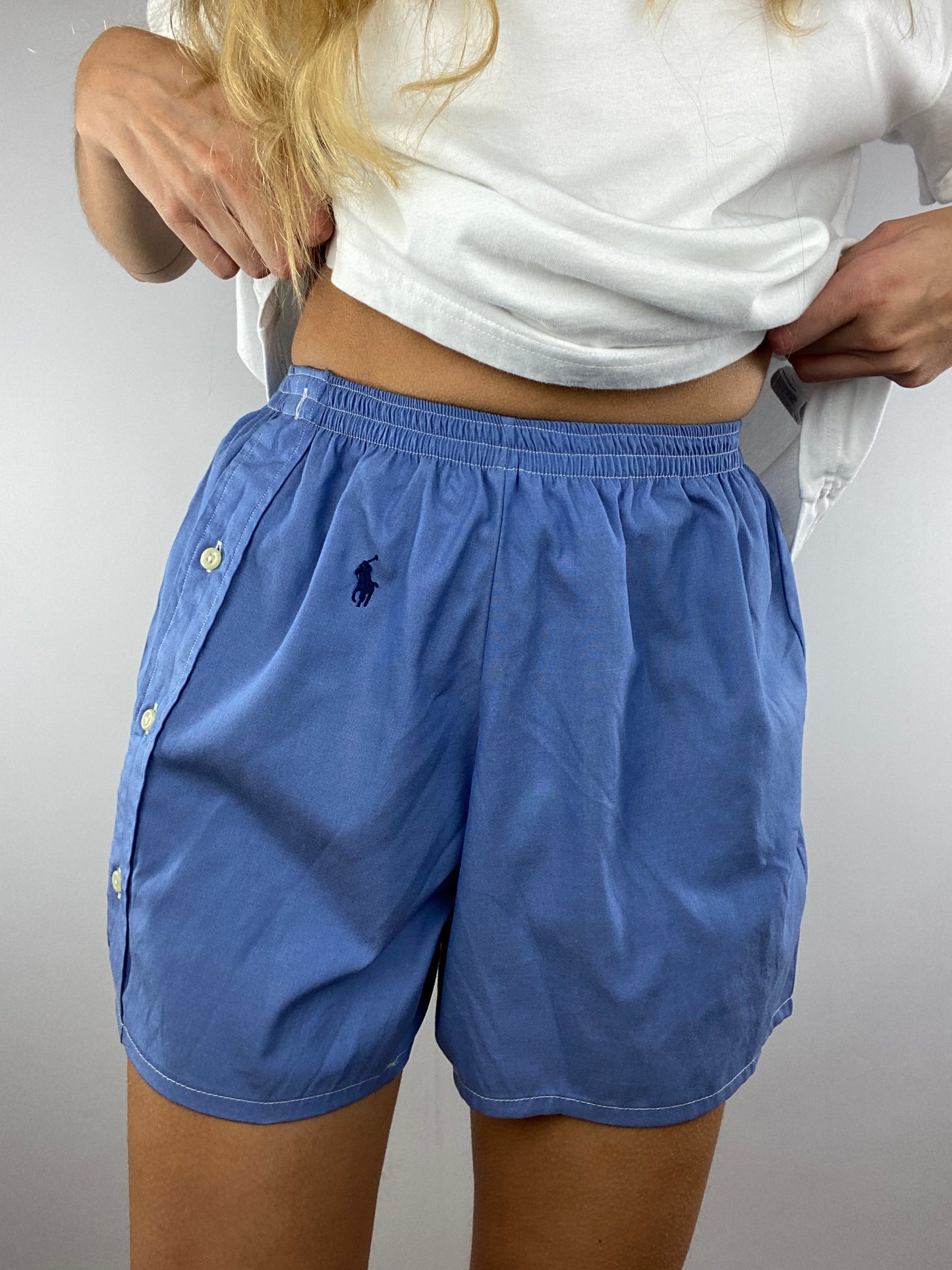 Caleçon short upcyclé bleu