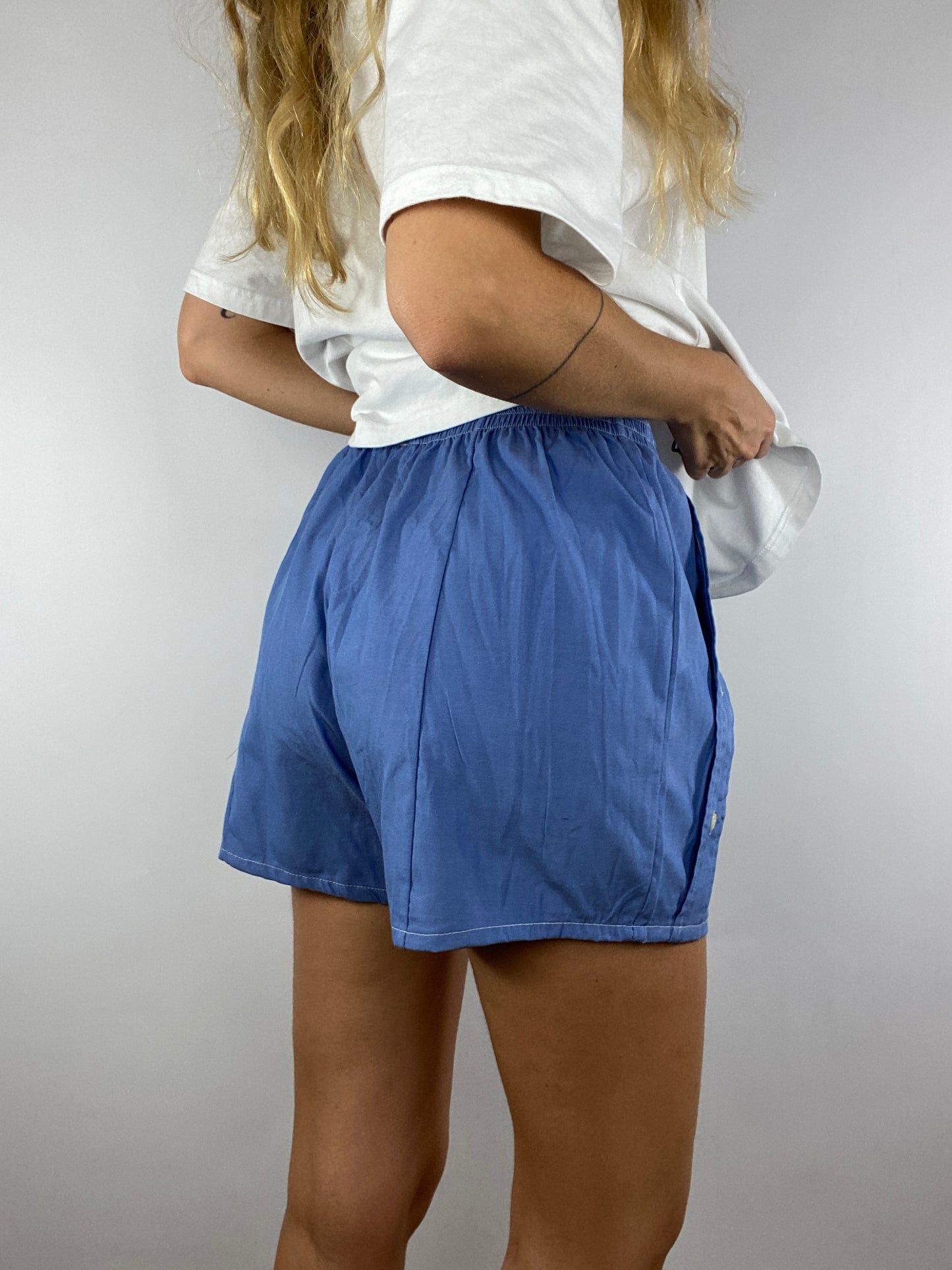 Caleçon short upcyclé bleu