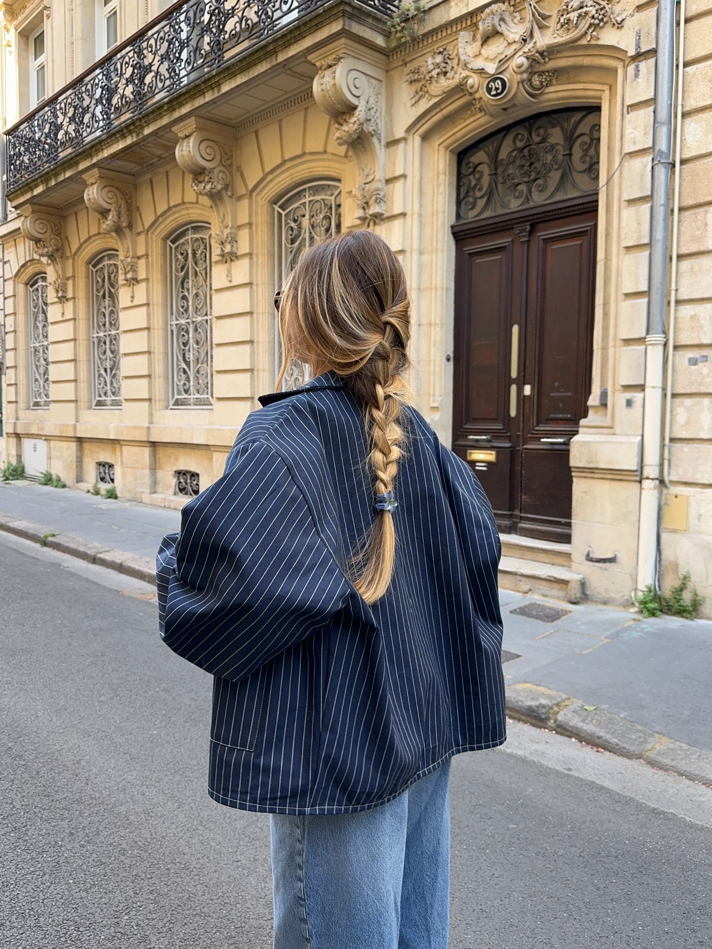 Veste mixte marine à rayures