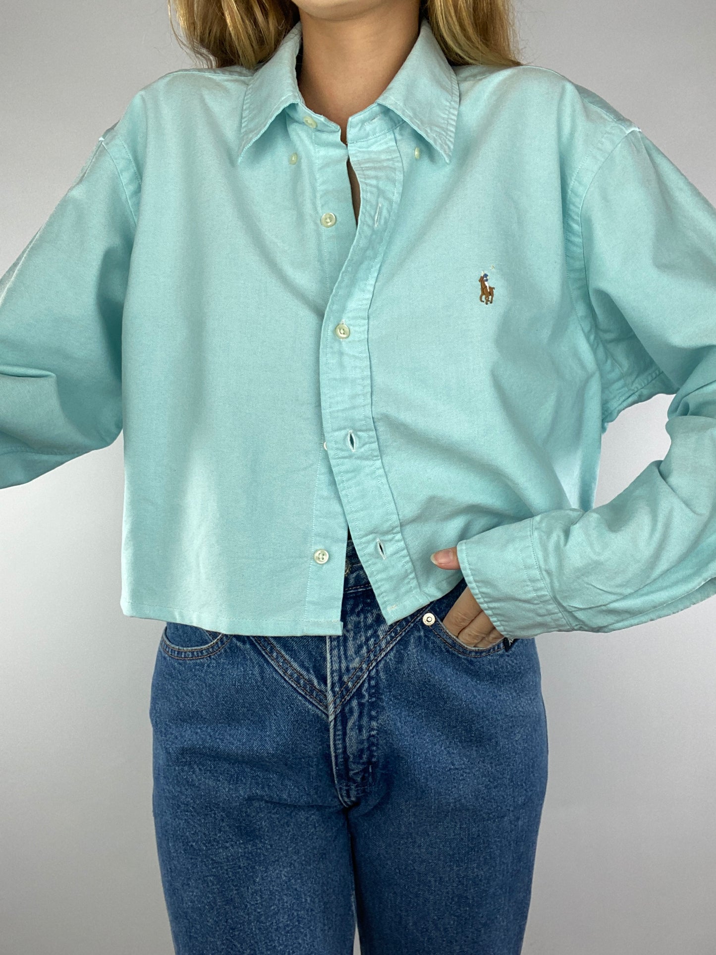 Chemise upcyclée dos nu V ciel