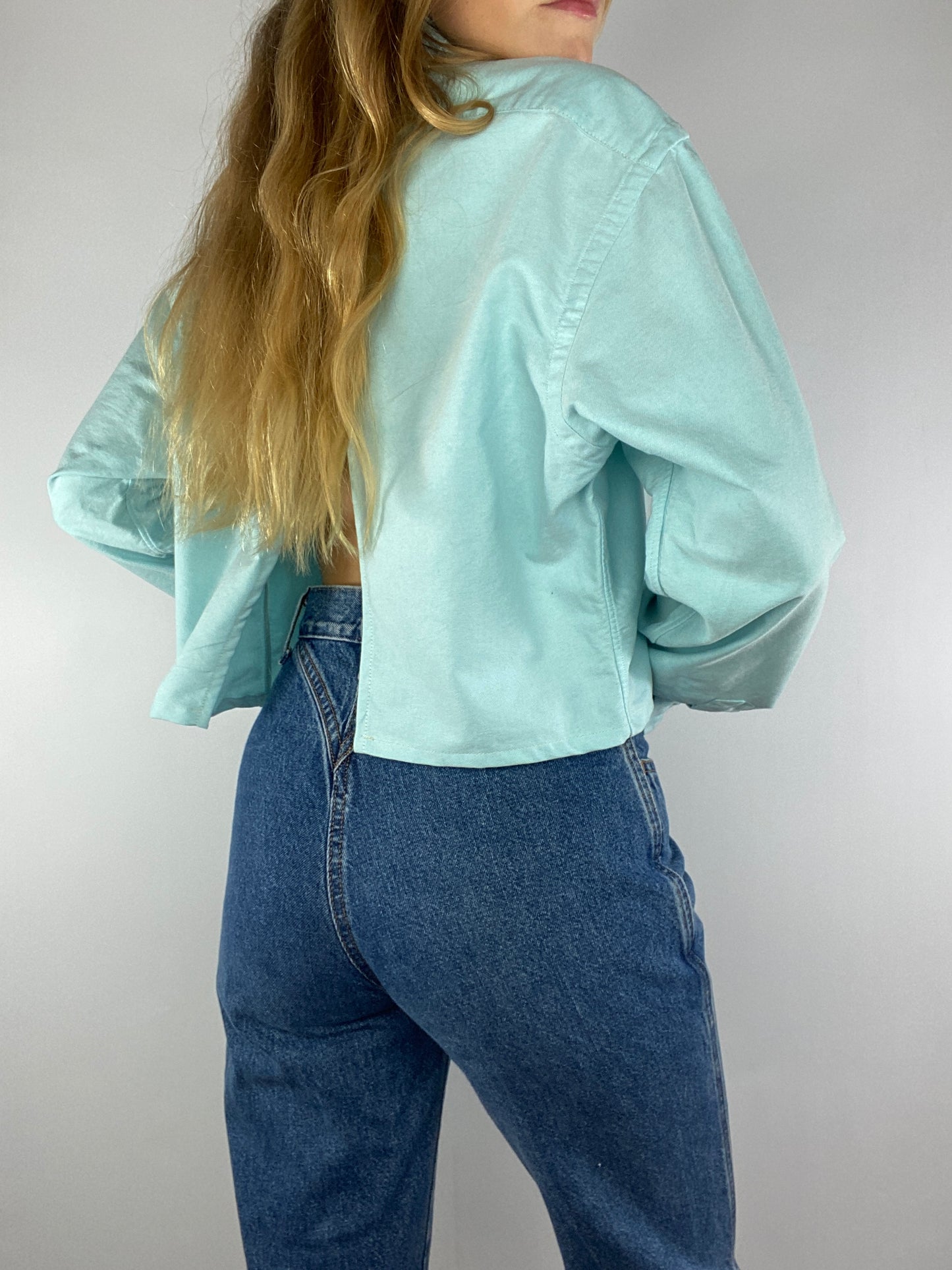 Chemise upcyclée dos nu V ciel