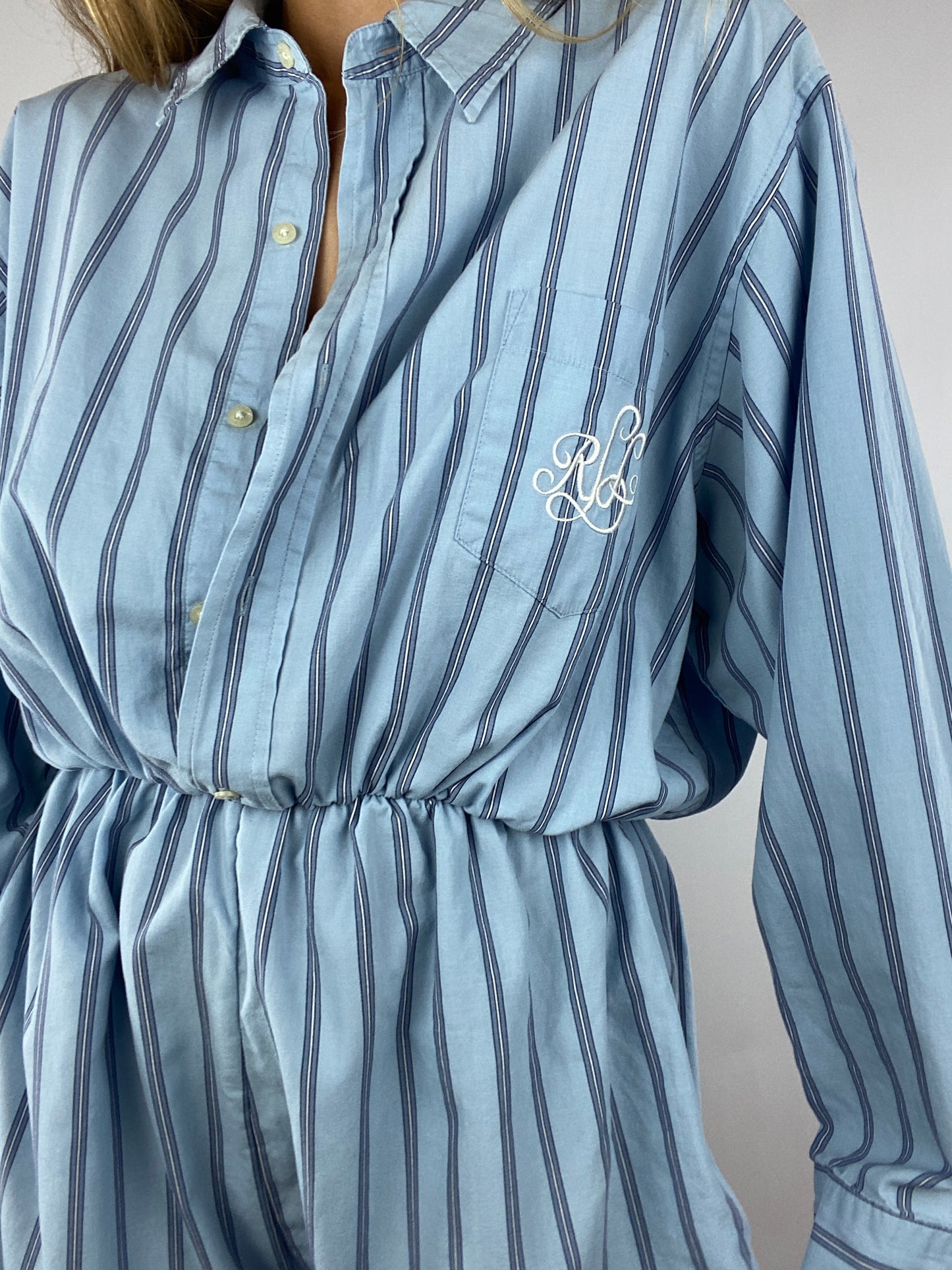 Combinaison upcyclée bleu clair à rayures