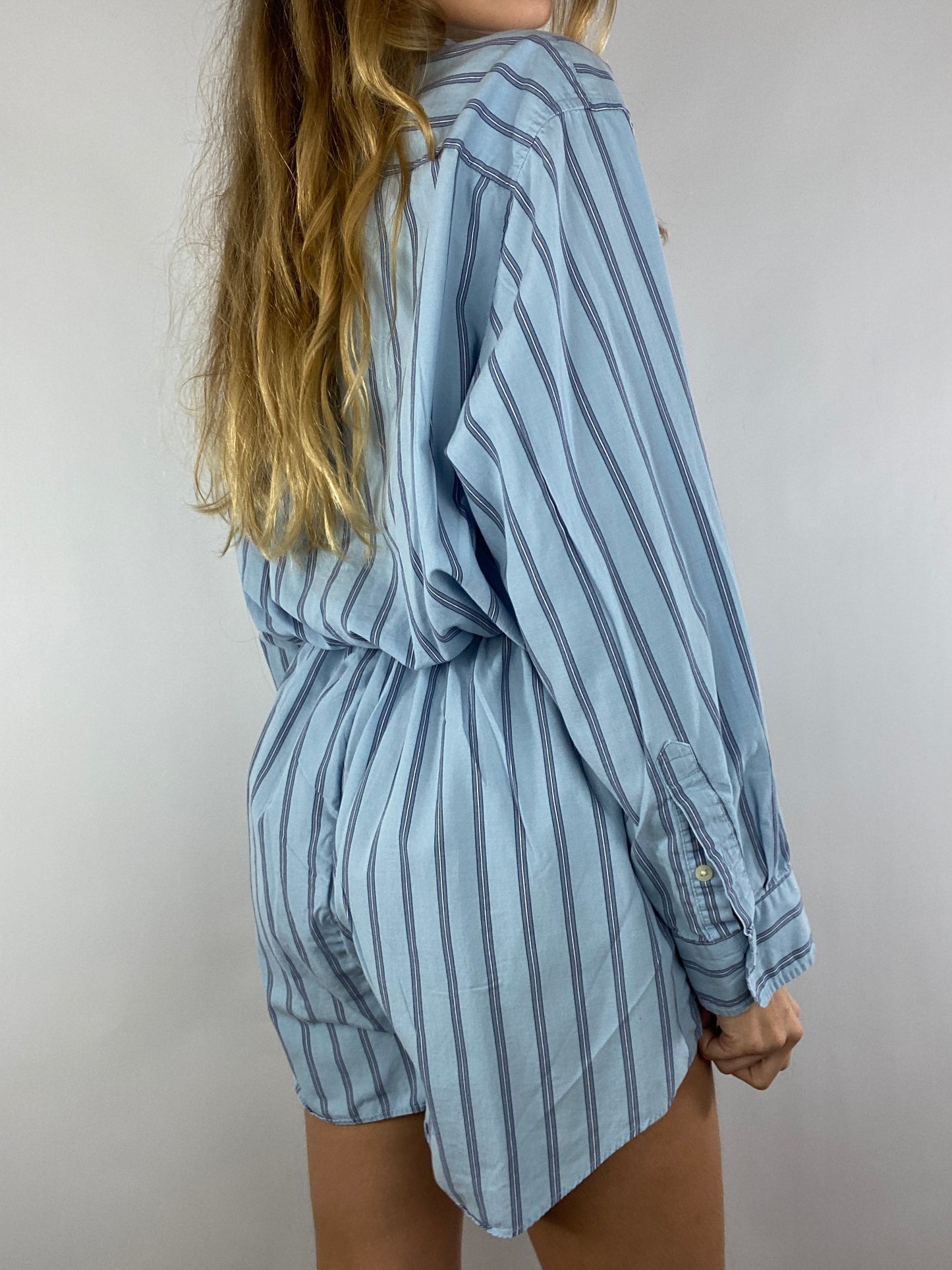 Combinaison upcyclée bleu clair à rayures