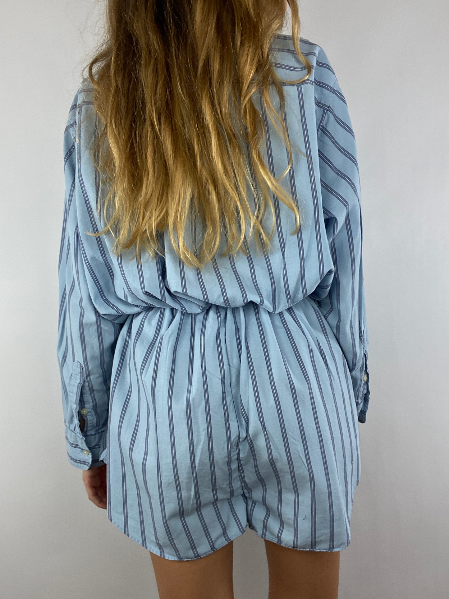 Combinaison upcyclée bleu clair à rayures