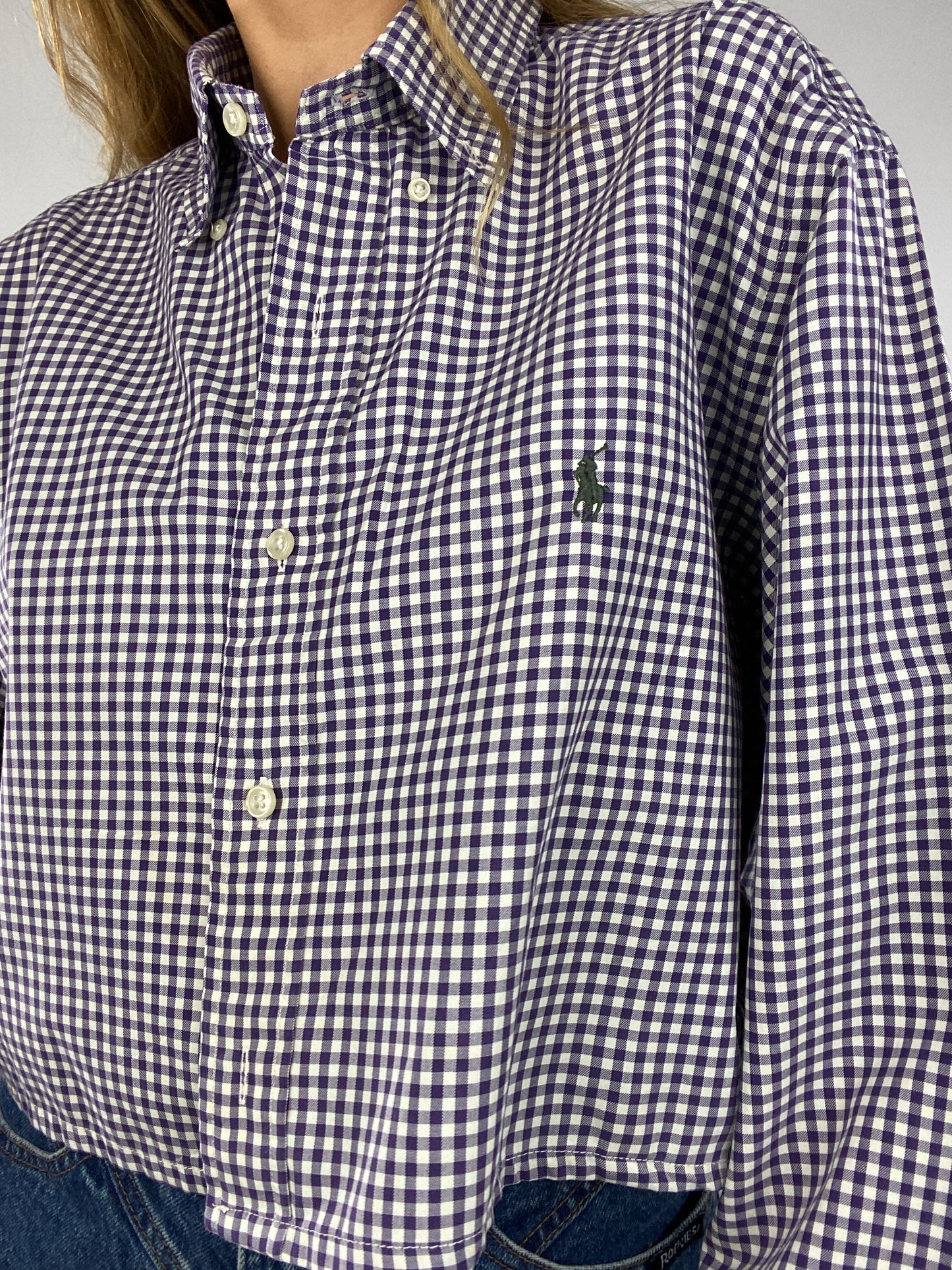 Chemise upcyclée dos nu V vichy