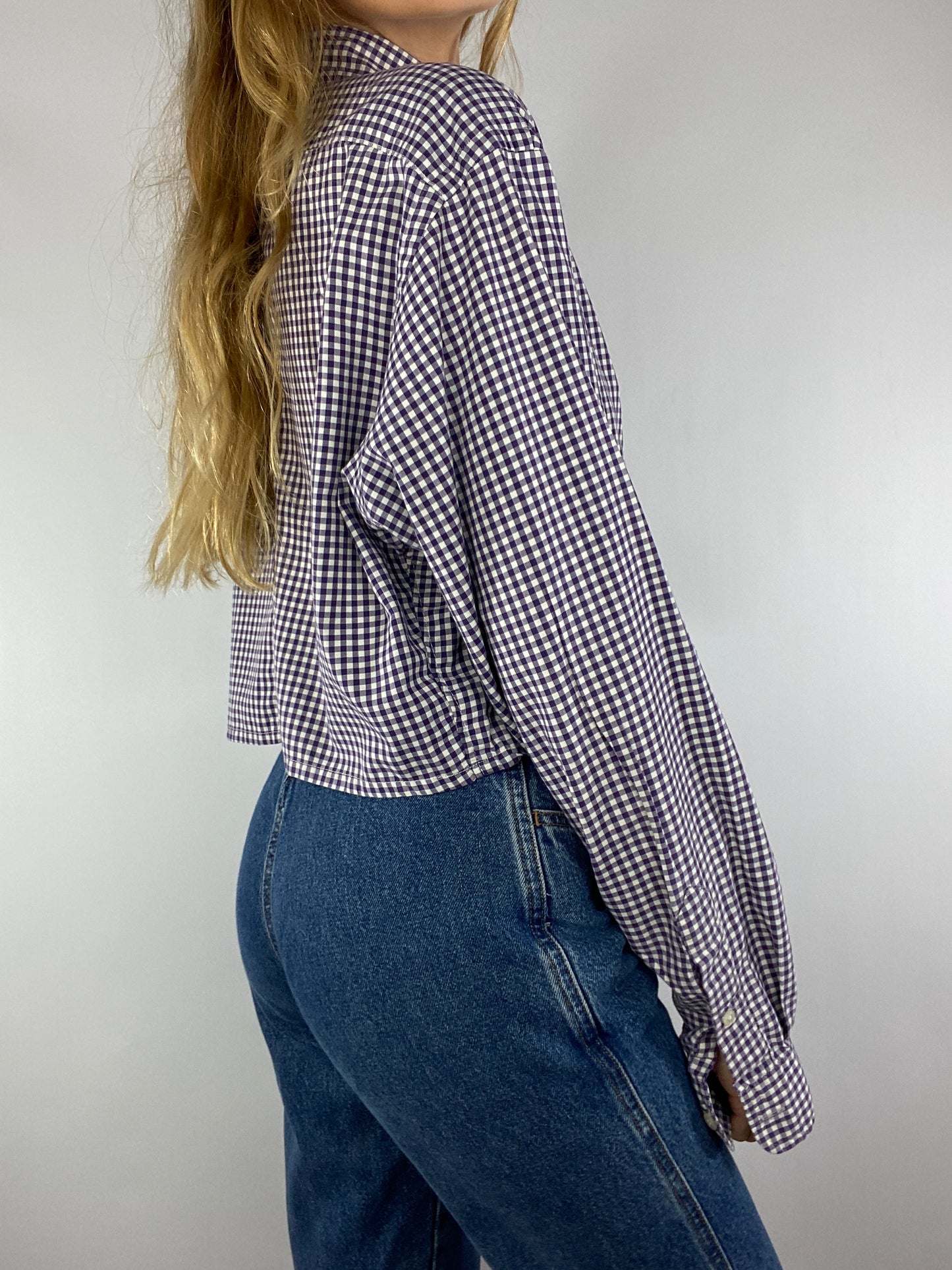Chemise upcyclée dos nu V vichy