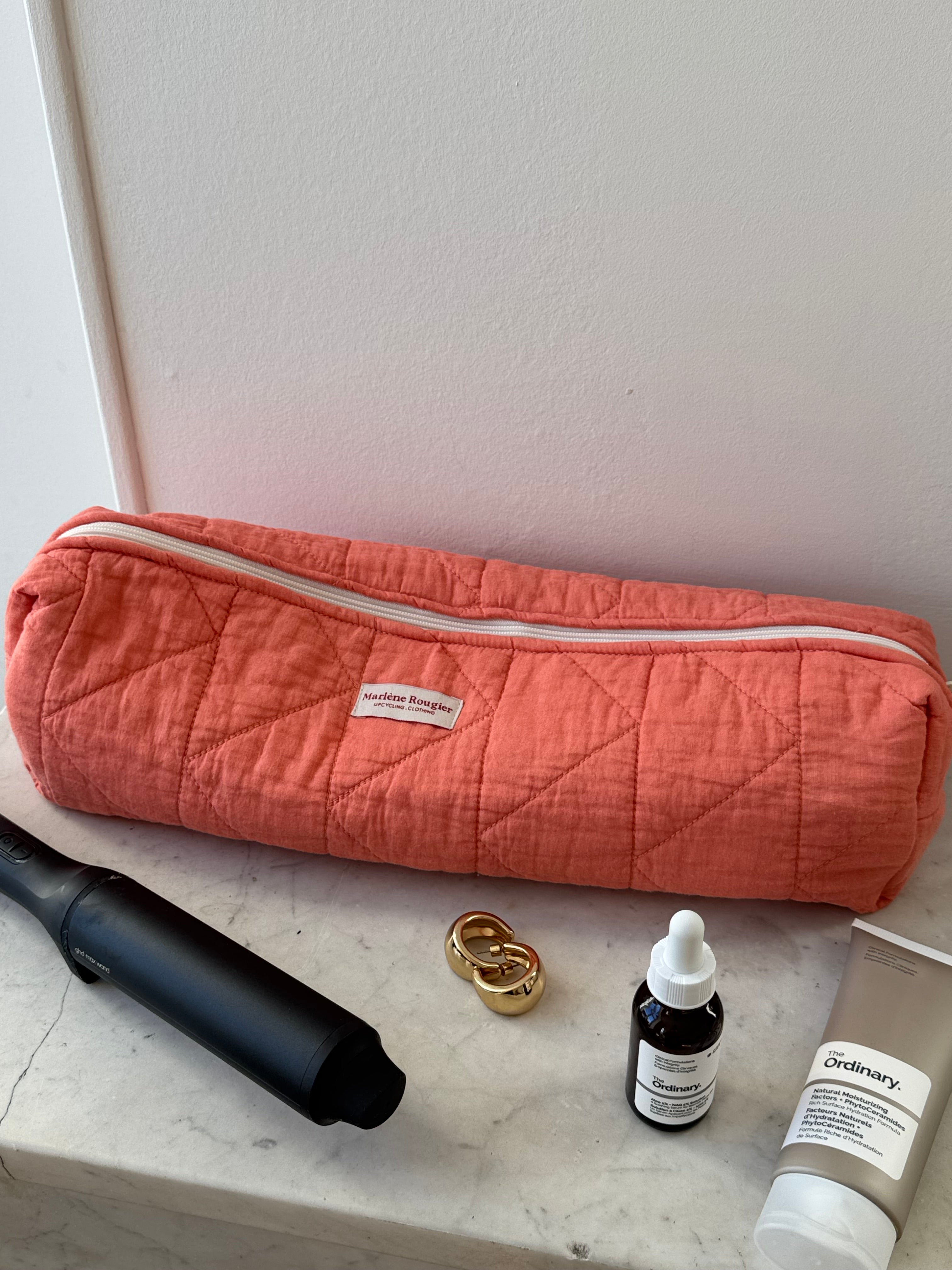 Trousse upcyclée matelassée orange
