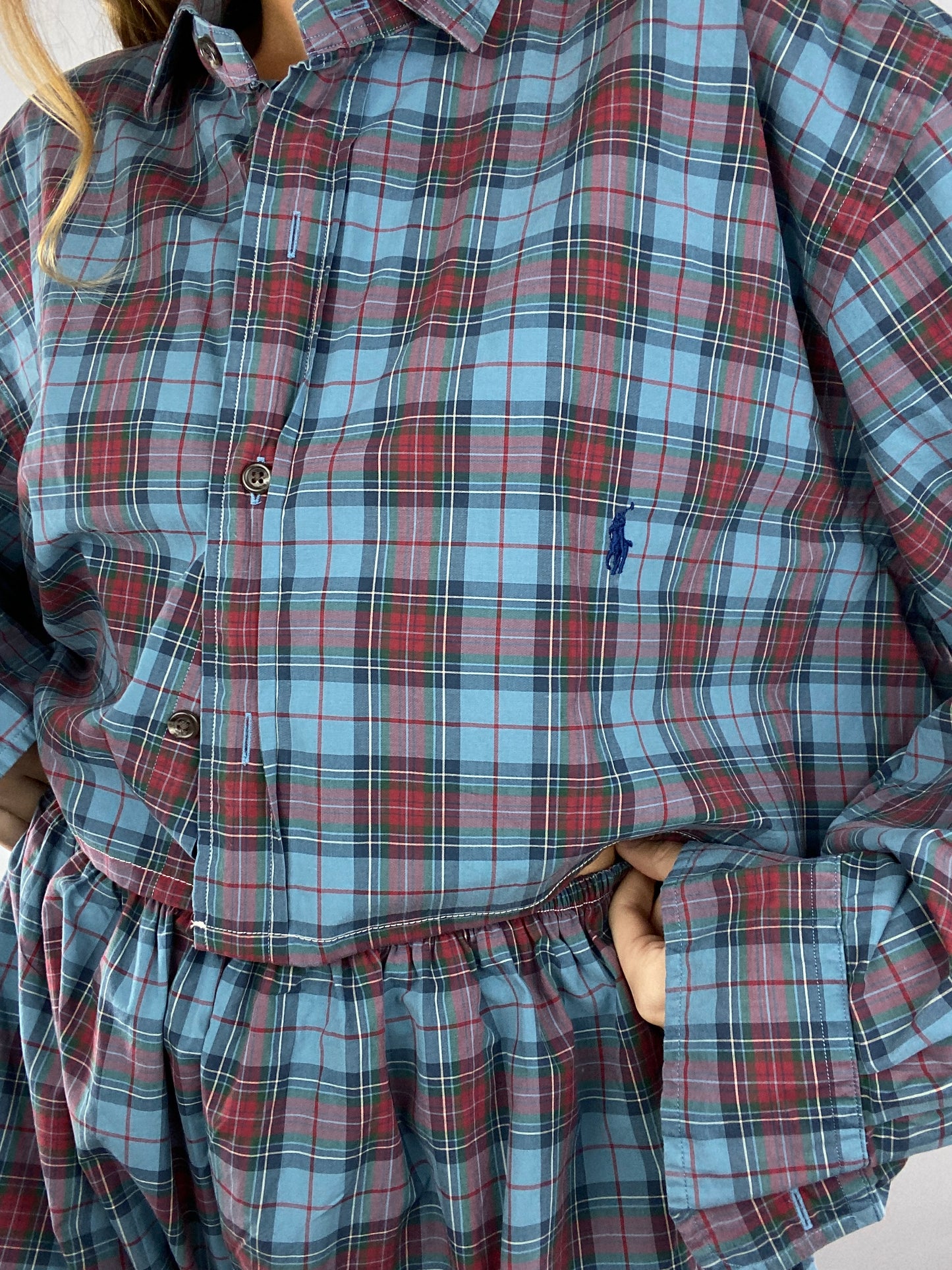 Ensemble upcyclé à carreaux