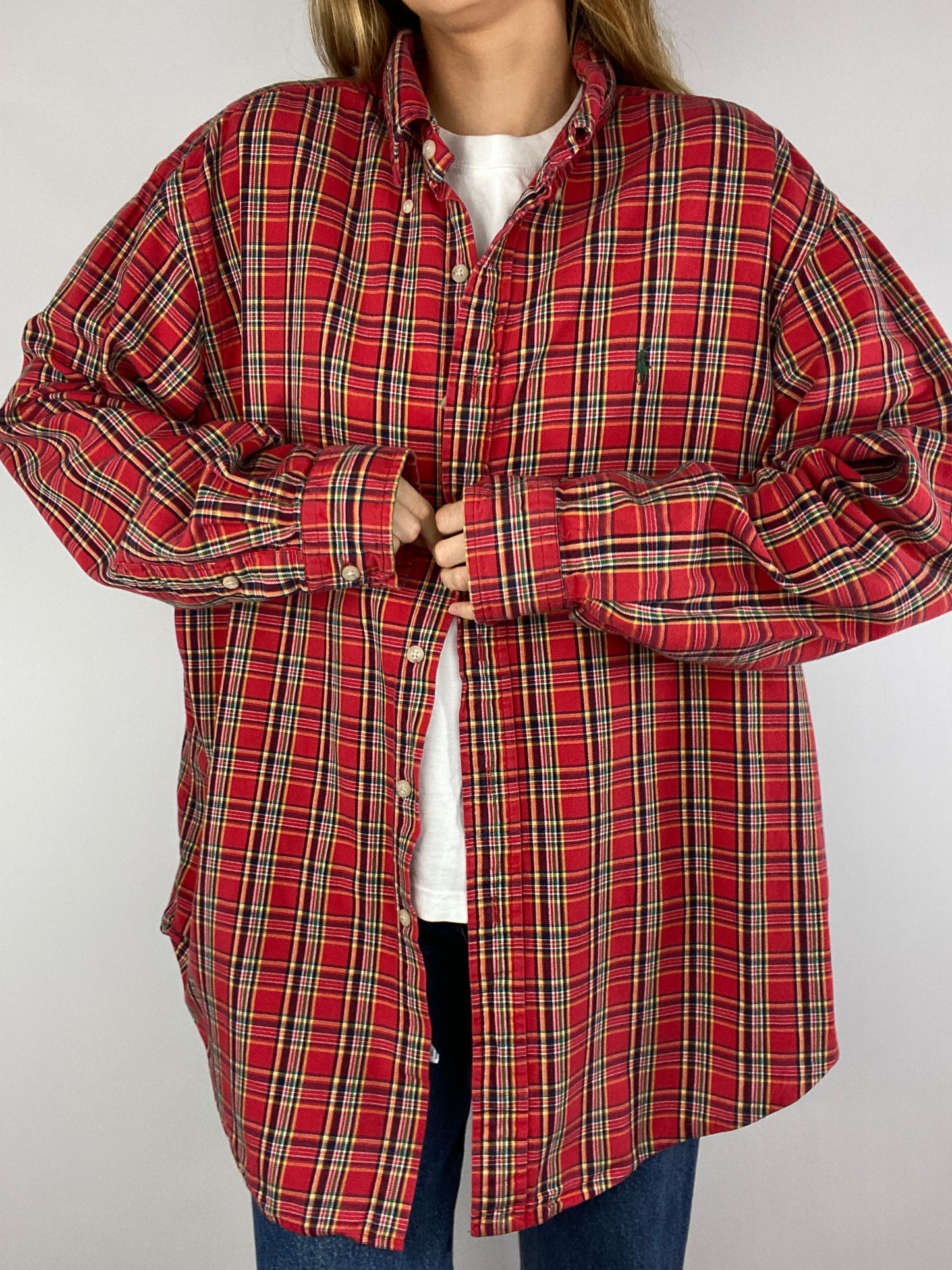 Chemise Ralph Lauren rouge à carreaux vintage